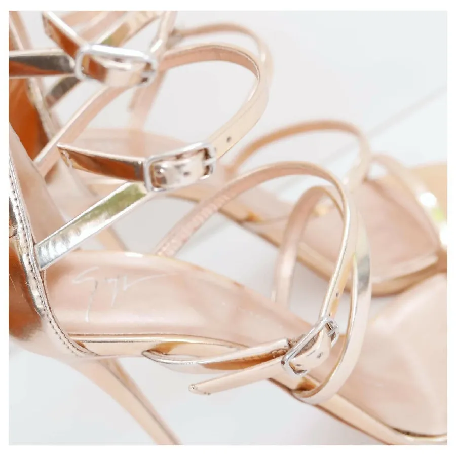 Giuseppe Zanotti rose gold patent leather Margaret gladiator sandals