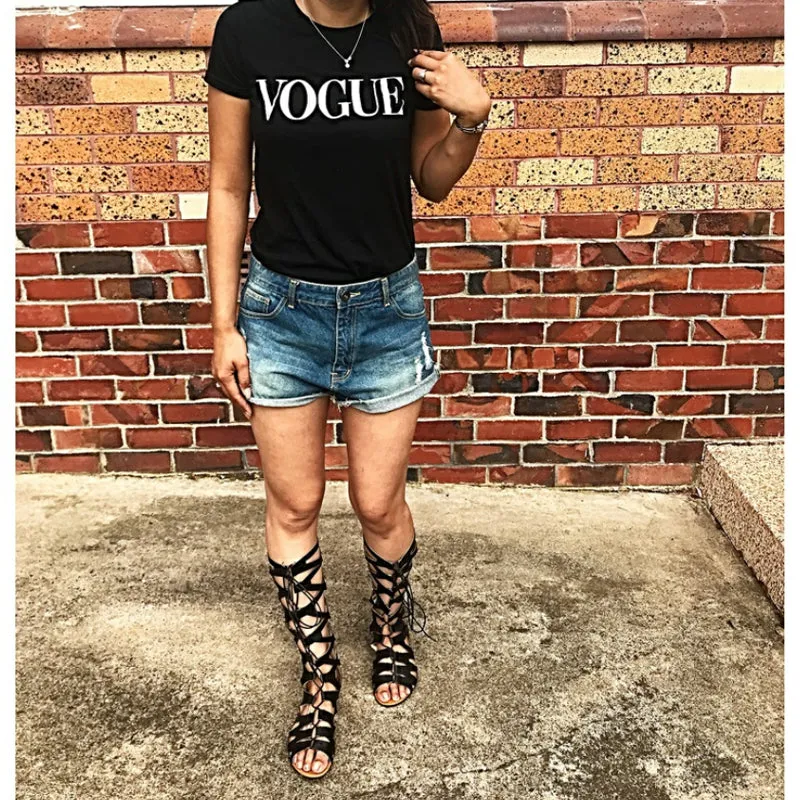 Gladiator Flat Sandals Calf Length Womens Shoes