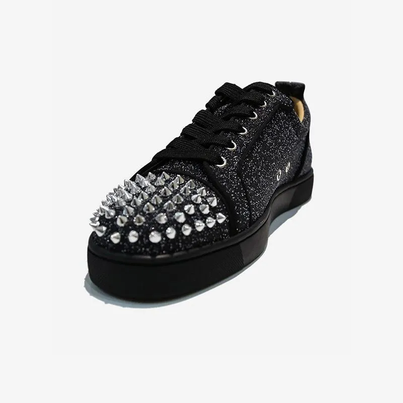 Glitter Rhinestone Sneakers With Spikes