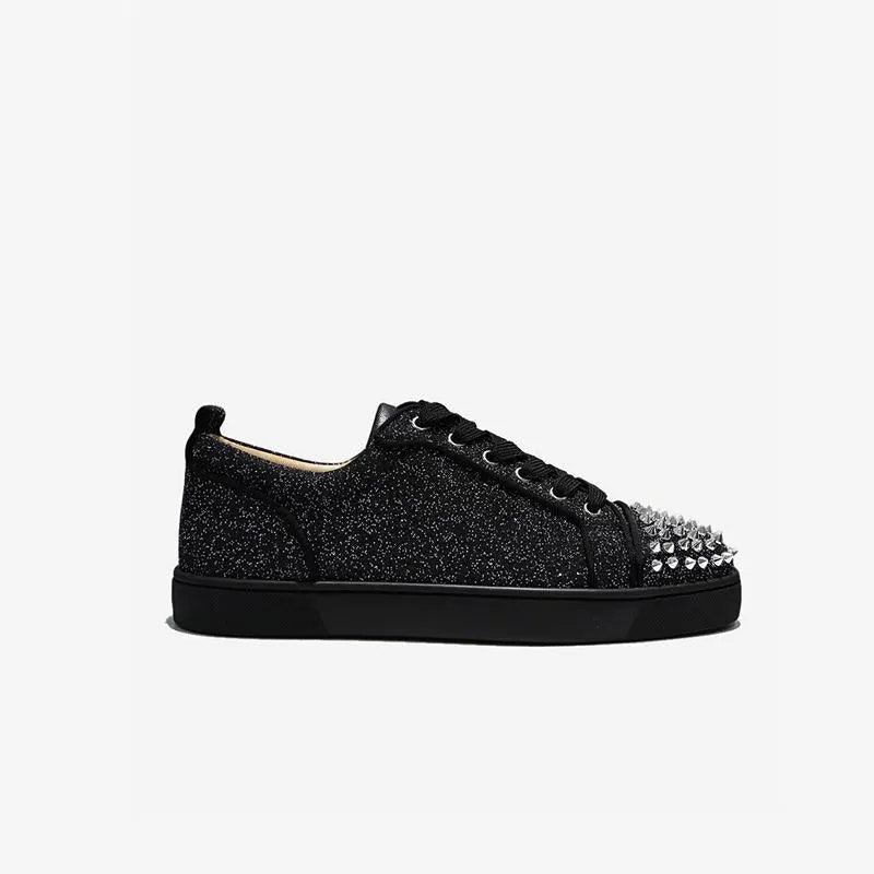 Glitter Rhinestone Sneakers With Spikes