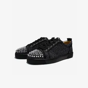 Glitter Rhinestone Sneakers With Spikes