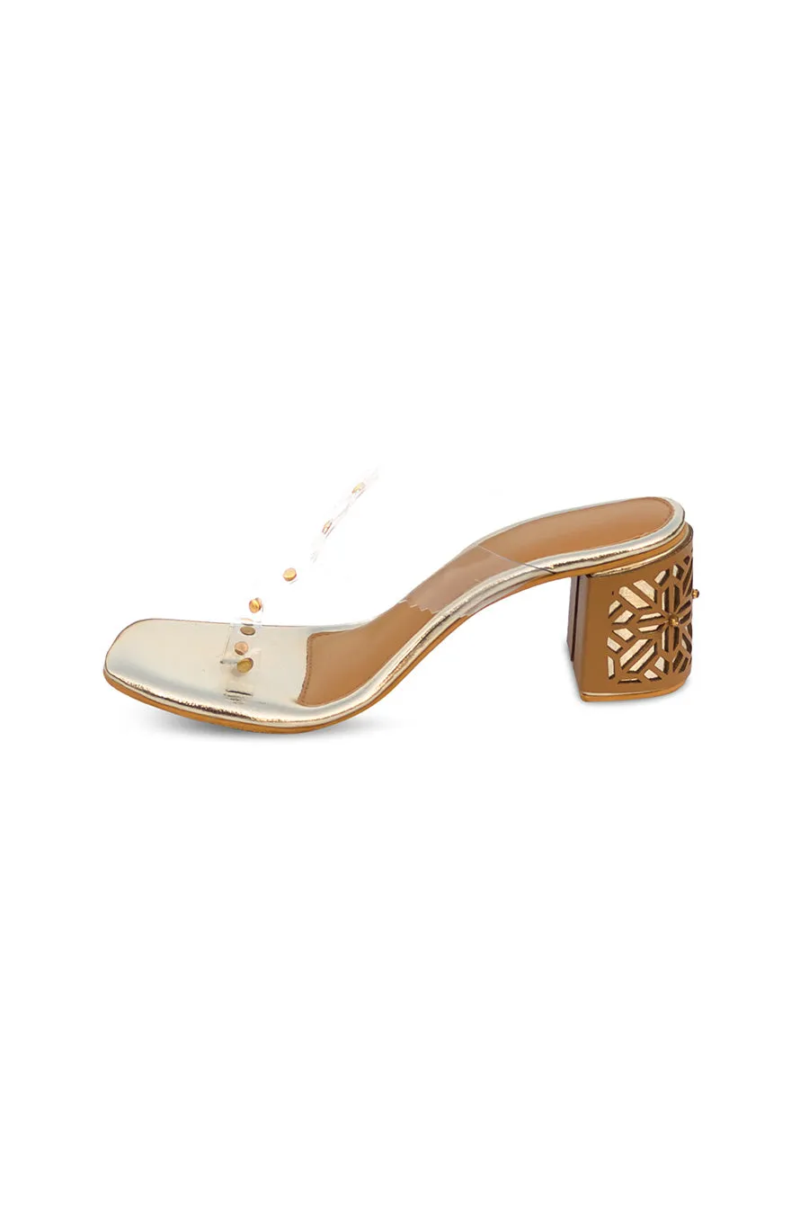Gold & Nude Cut-Out Kolapuri Heels