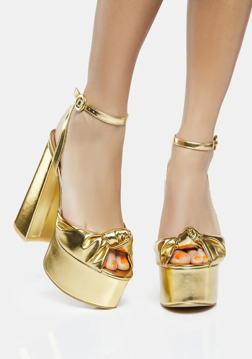Gold Knot On Platform Heels