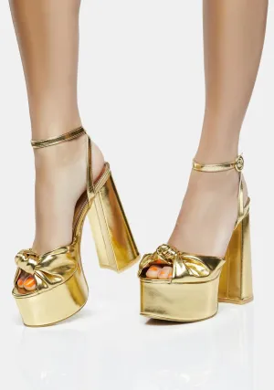 Gold Knot On Platform Heels