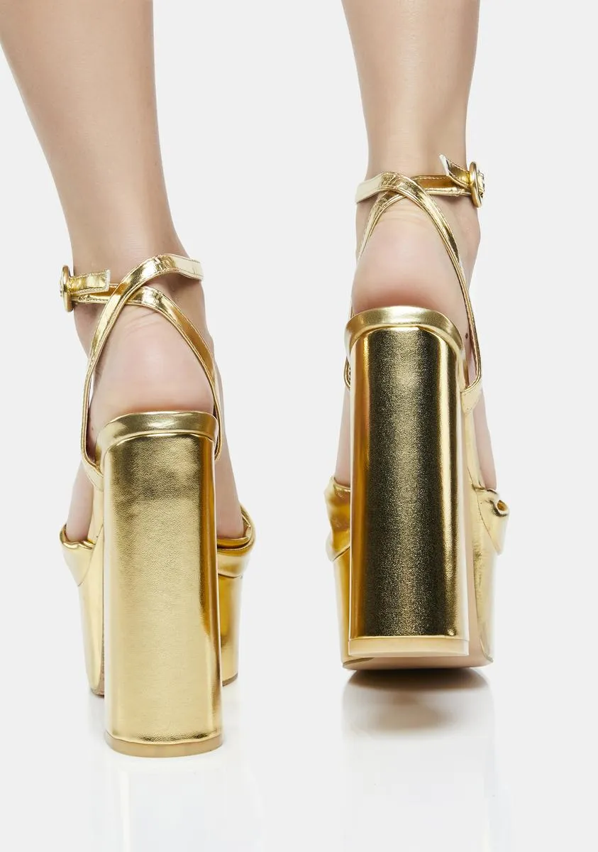 Gold Knot On Platform Heels