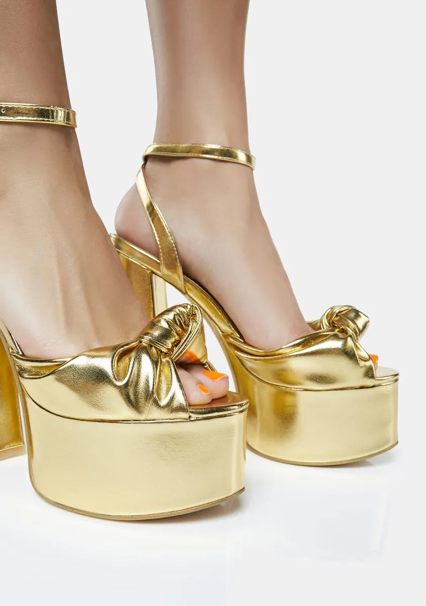 Gold Knot On Platform Heels