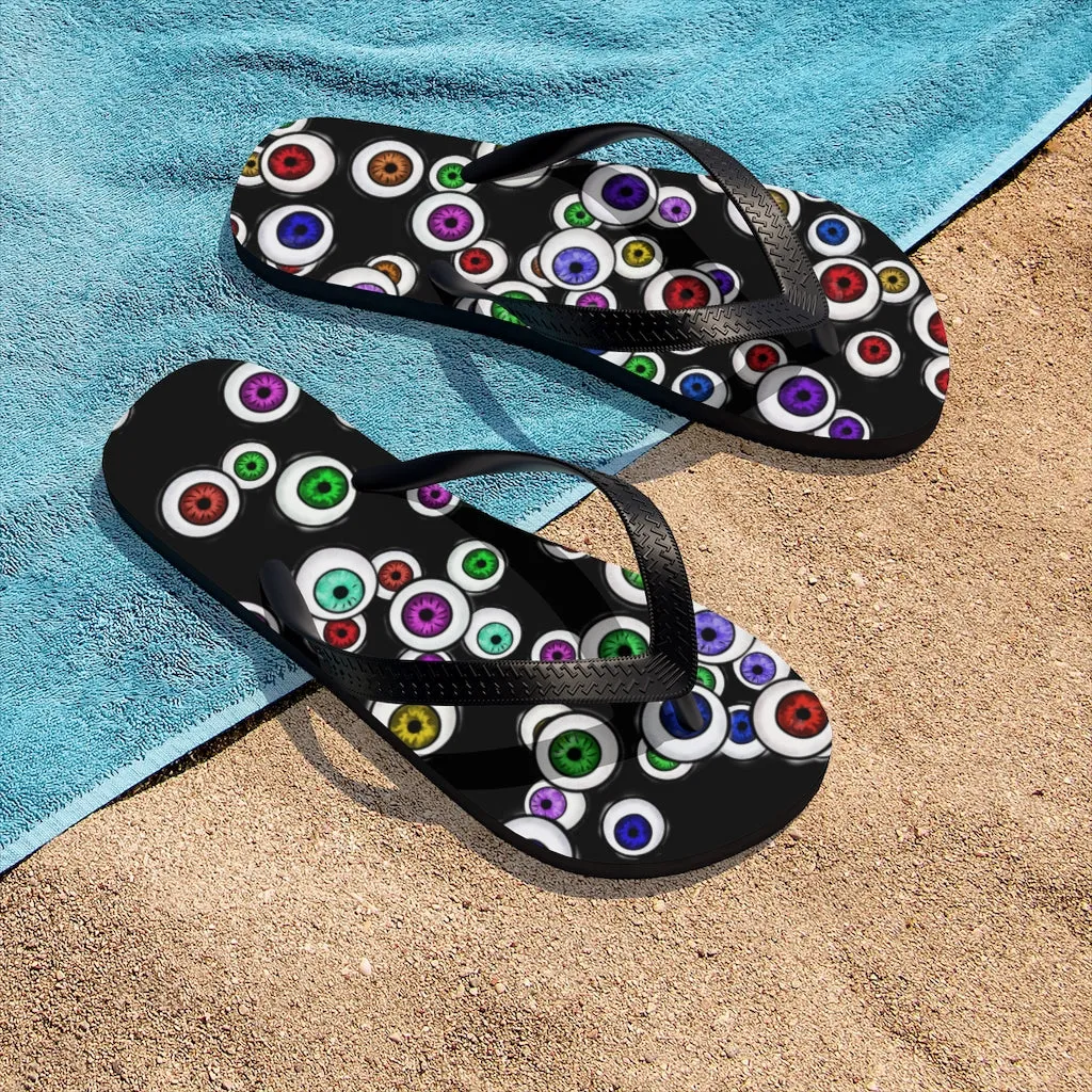 Goth Shoes Eyeballs Everywhere Halloween Unisex Flip-Flops
