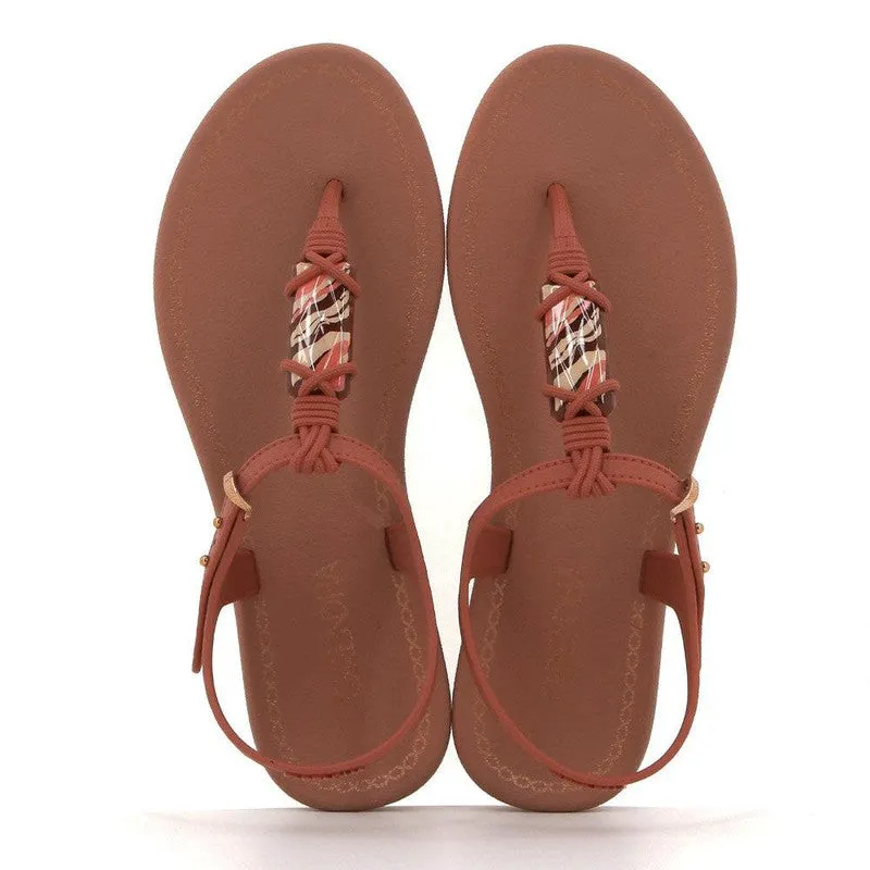 Grendha Slingback Sandals with Trim - Dark Nude