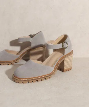 Grey Cut-Out Loafer Heels