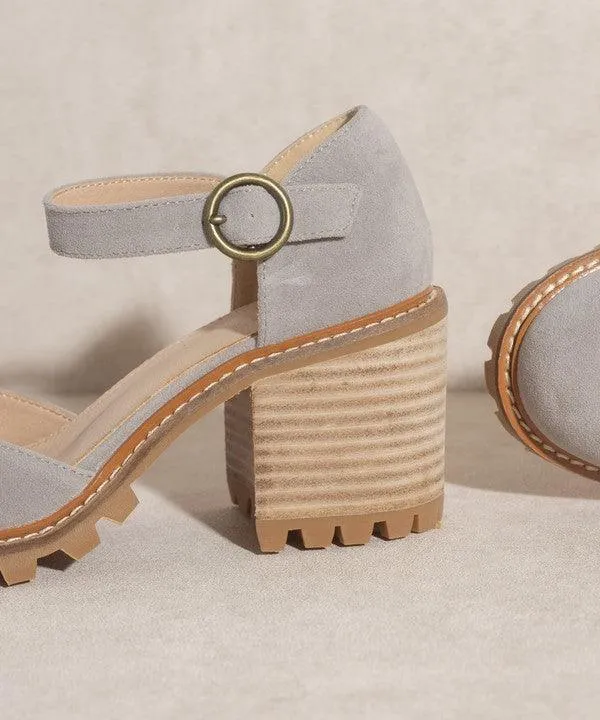 Grey Cut-Out Loafer Heels
