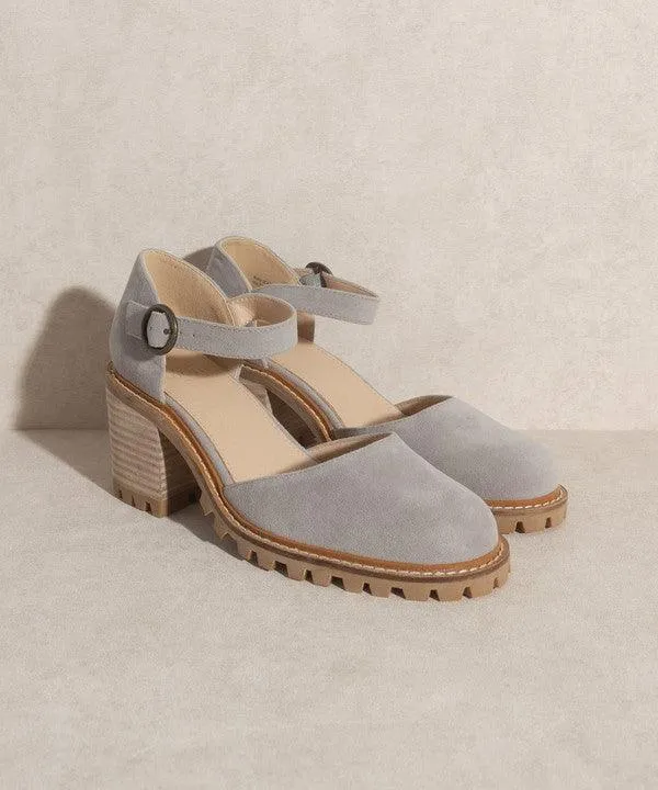 Grey Cut-Out Loafer Heels