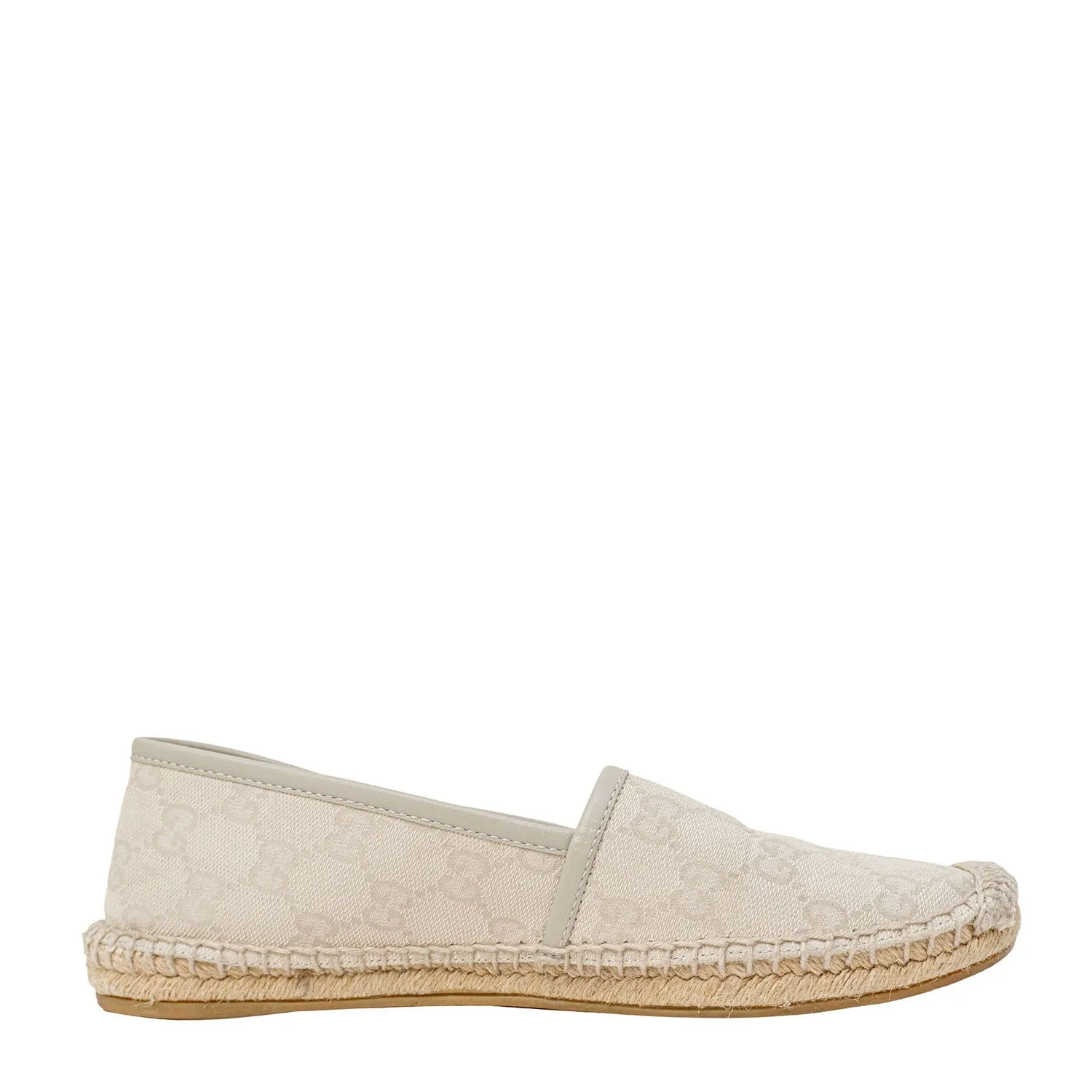 Gucci GG Canvas & Leather Trim Espadrilles 37 SYCH097