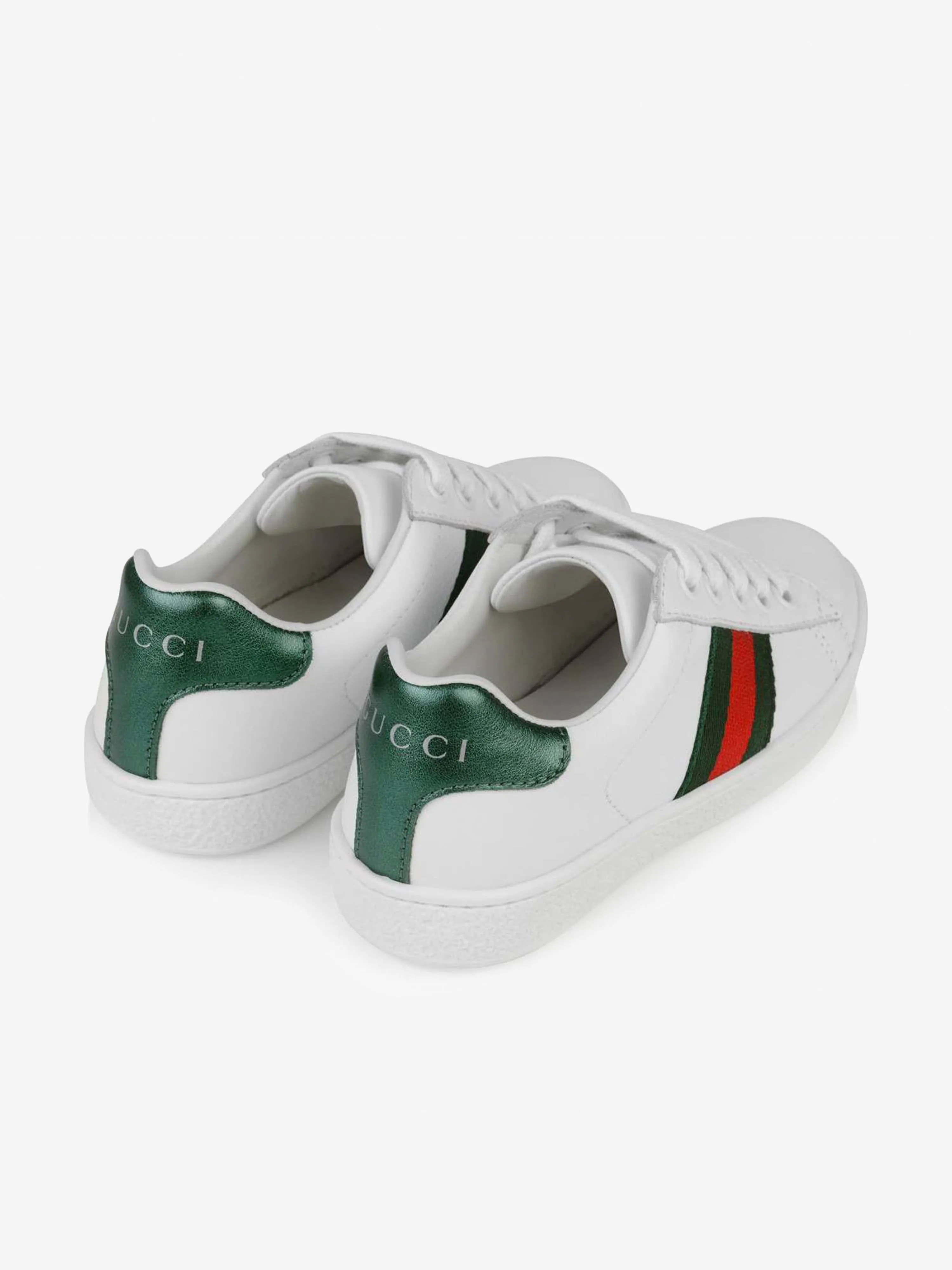 Gucci Kids Leather Ace Trainers in White