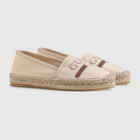 Gucci Leather-Trimmed Logo Canvas Espadrilles