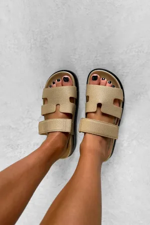 HALLIE Gladiator Strap Sandal - Taupe