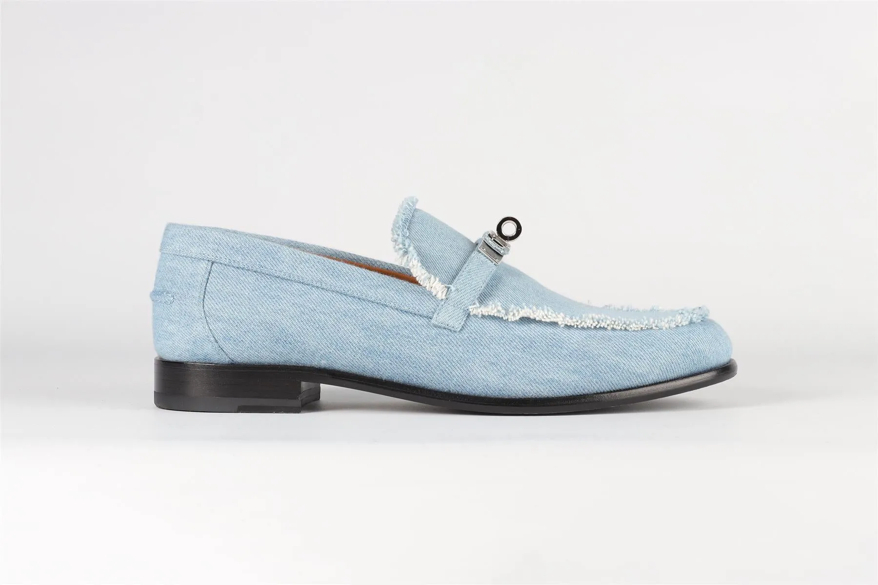 HERMÈS BLUE DESTIN DENIM LOAFERS EU 40, UK 7, US 10