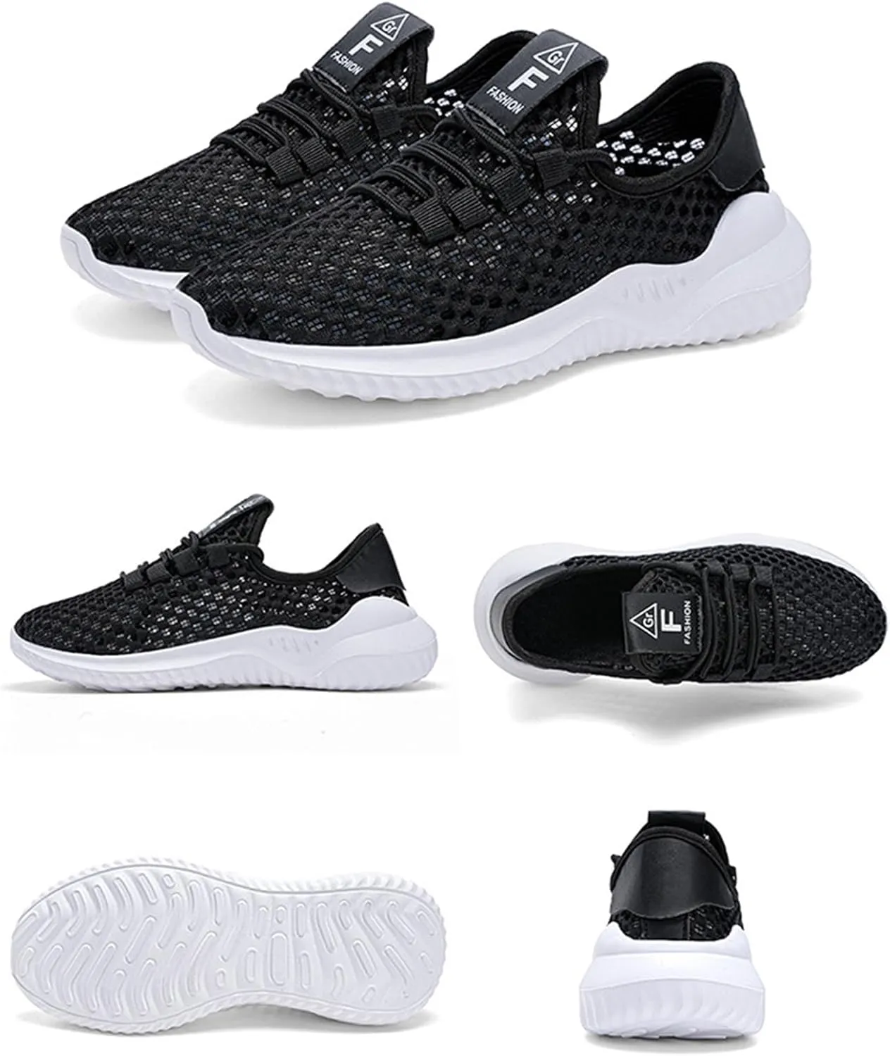 HINDOLA Women Mesh Walking Sneakers Slip on Fashion Breathable Comfortable Lace Up Tennis Lightweight Quick Drying Sports Shoes