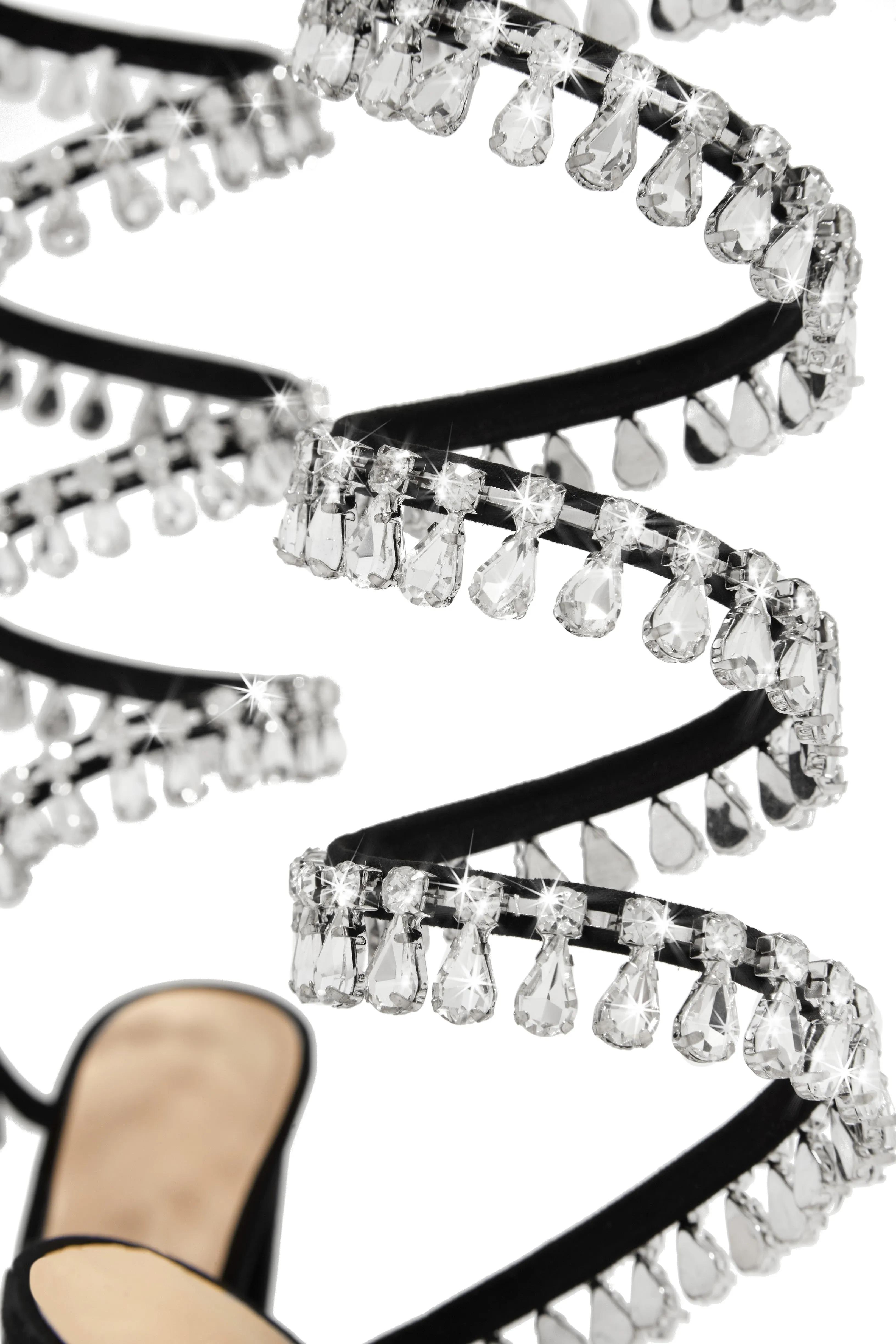 Holiday Party Embellished Around The Ankle Coil Heels - Black
