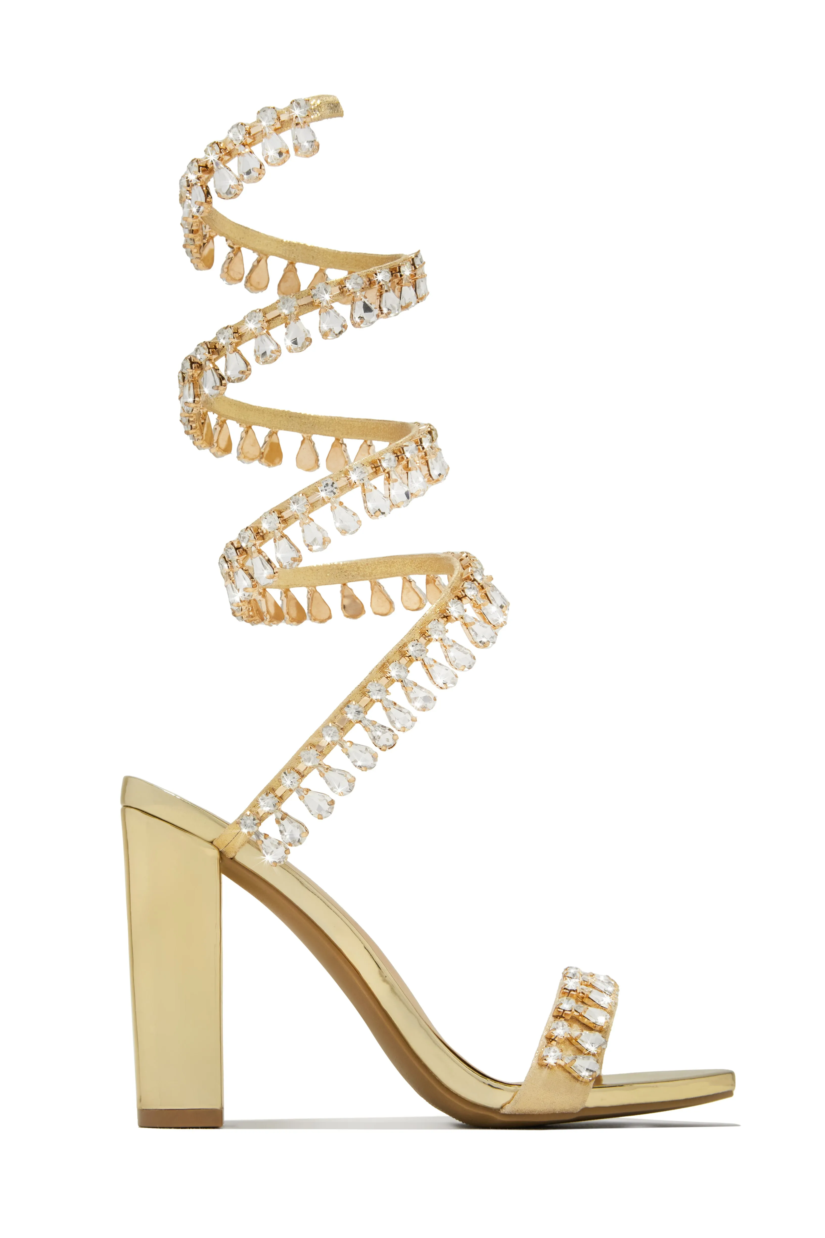 Holiday Party Embellished Around The Ankle Coil Heels - Black