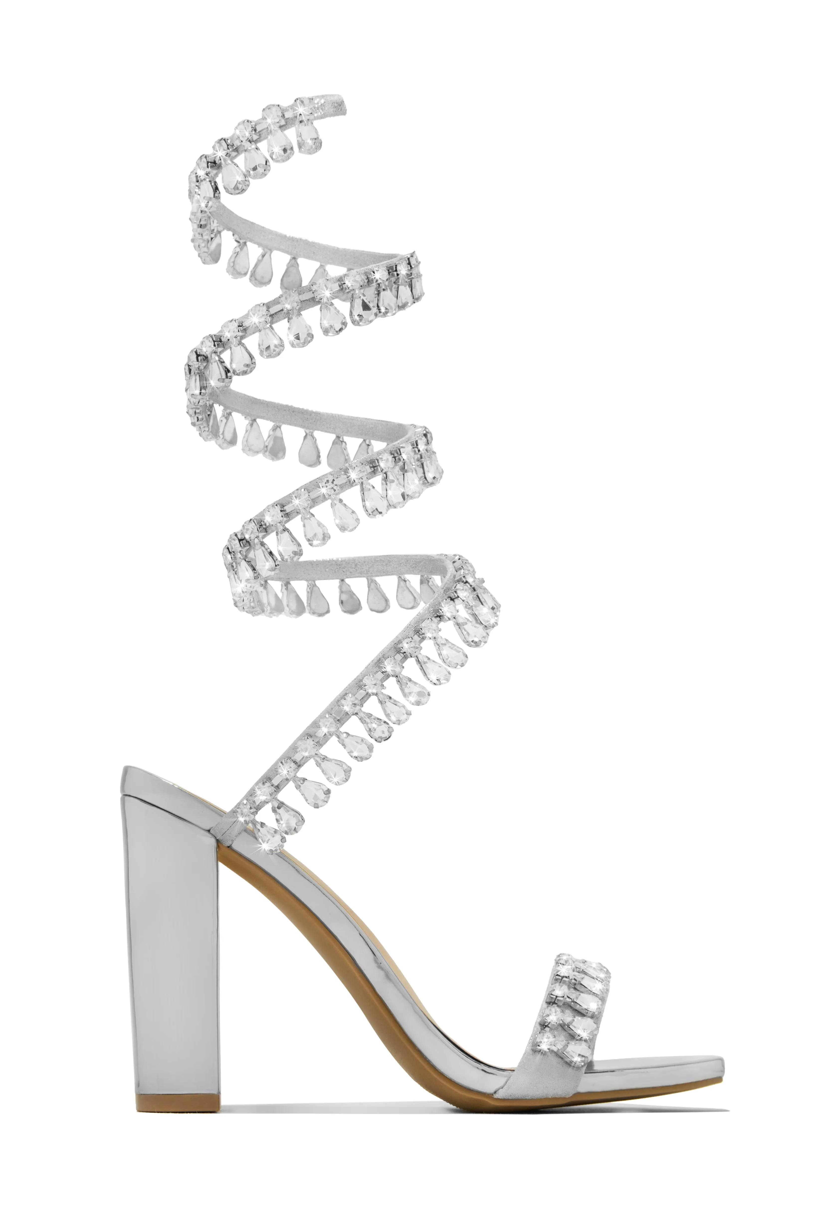 Holiday Party Embellished Around The Ankle Coil Heels - Black
