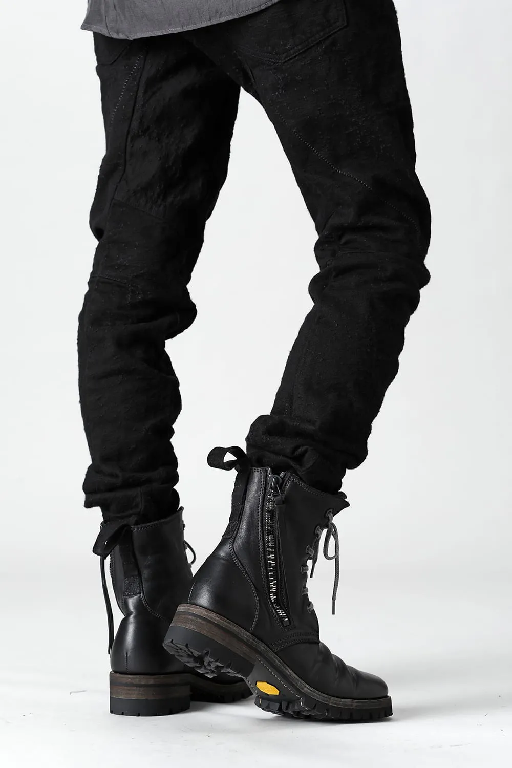 Horse Leather Lace-Up Combat Boots Black