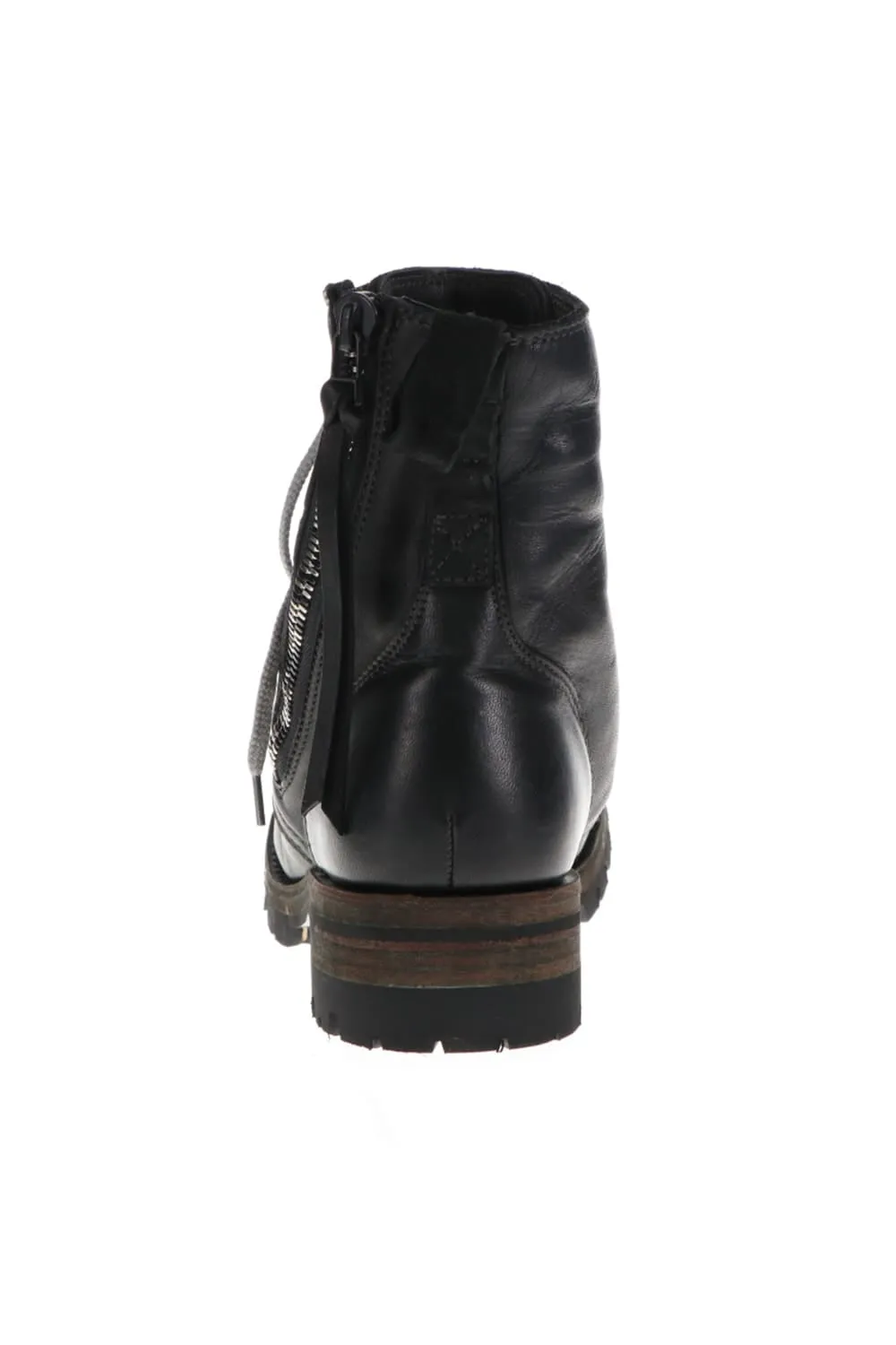 Horse Leather Lace-Up Combat Boots Black