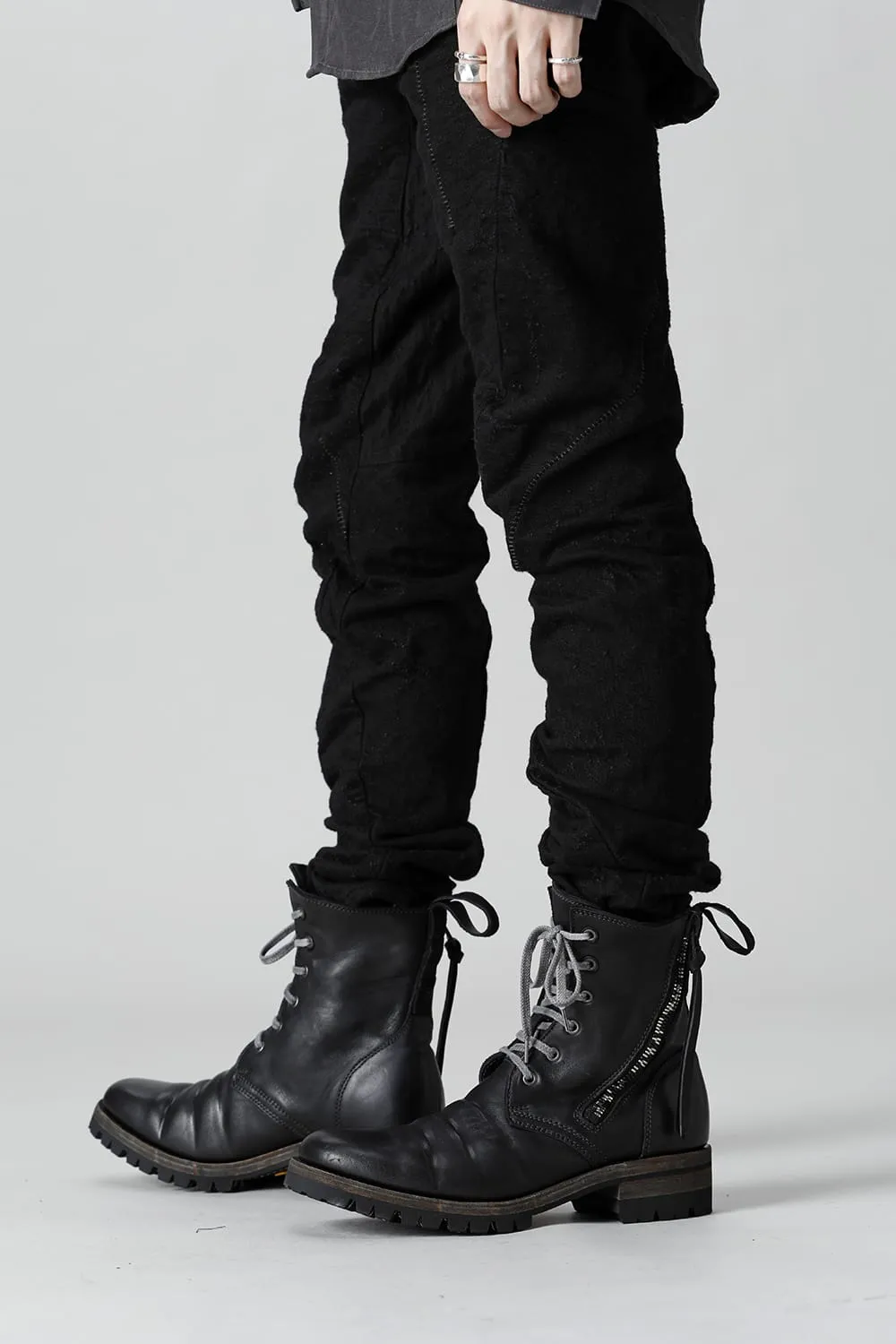 Horse Leather Lace-Up Combat Boots Black