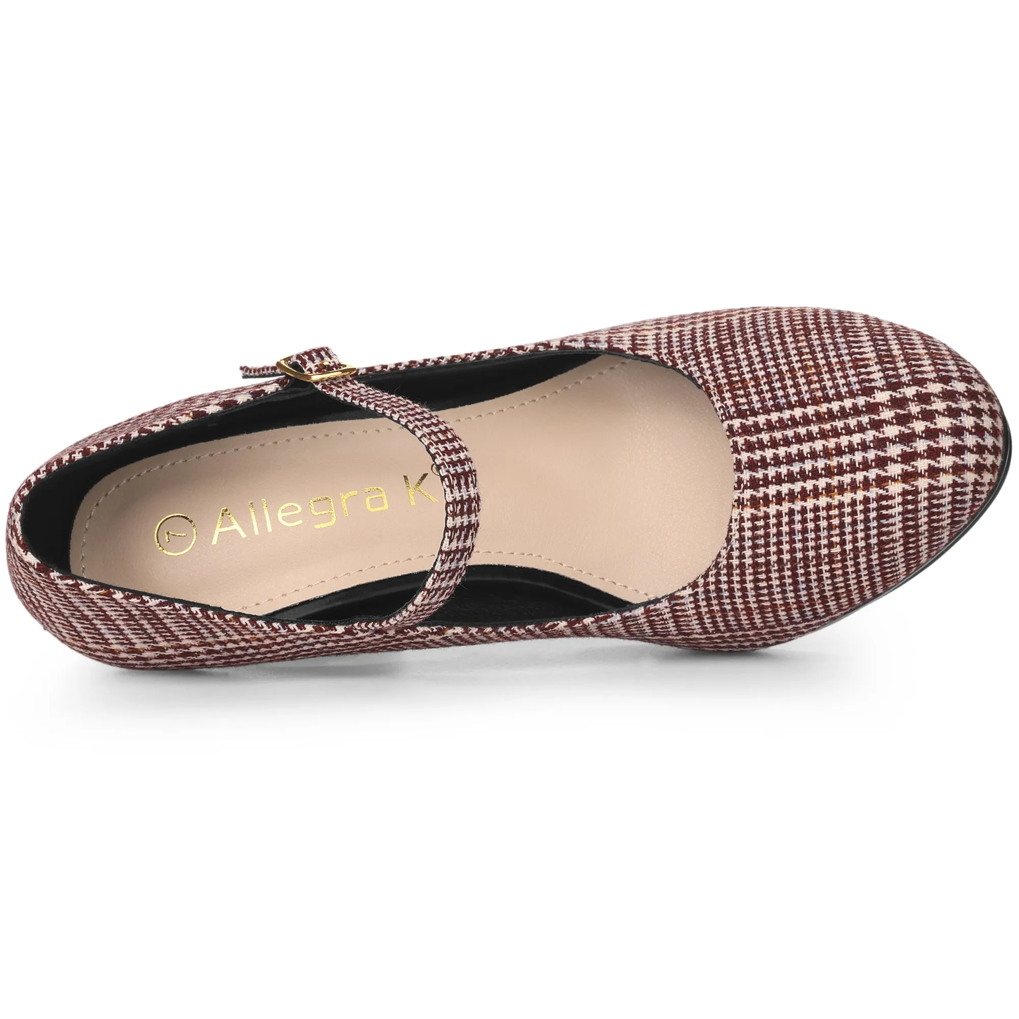 Houndstooth Platform Stiletto Heel Mary Janes Pumps