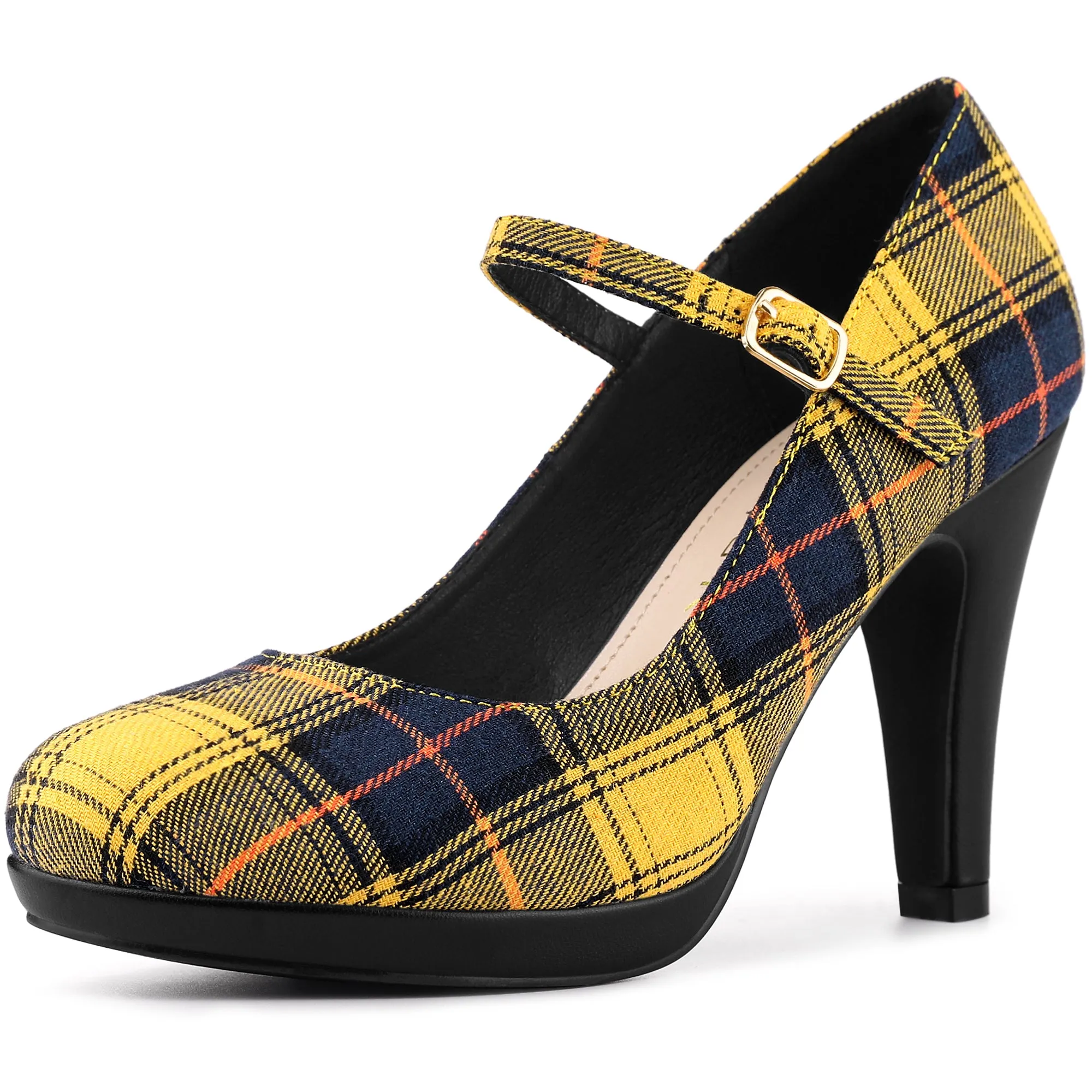 Houndstooth Platform Stiletto Heel Mary Janes Pumps