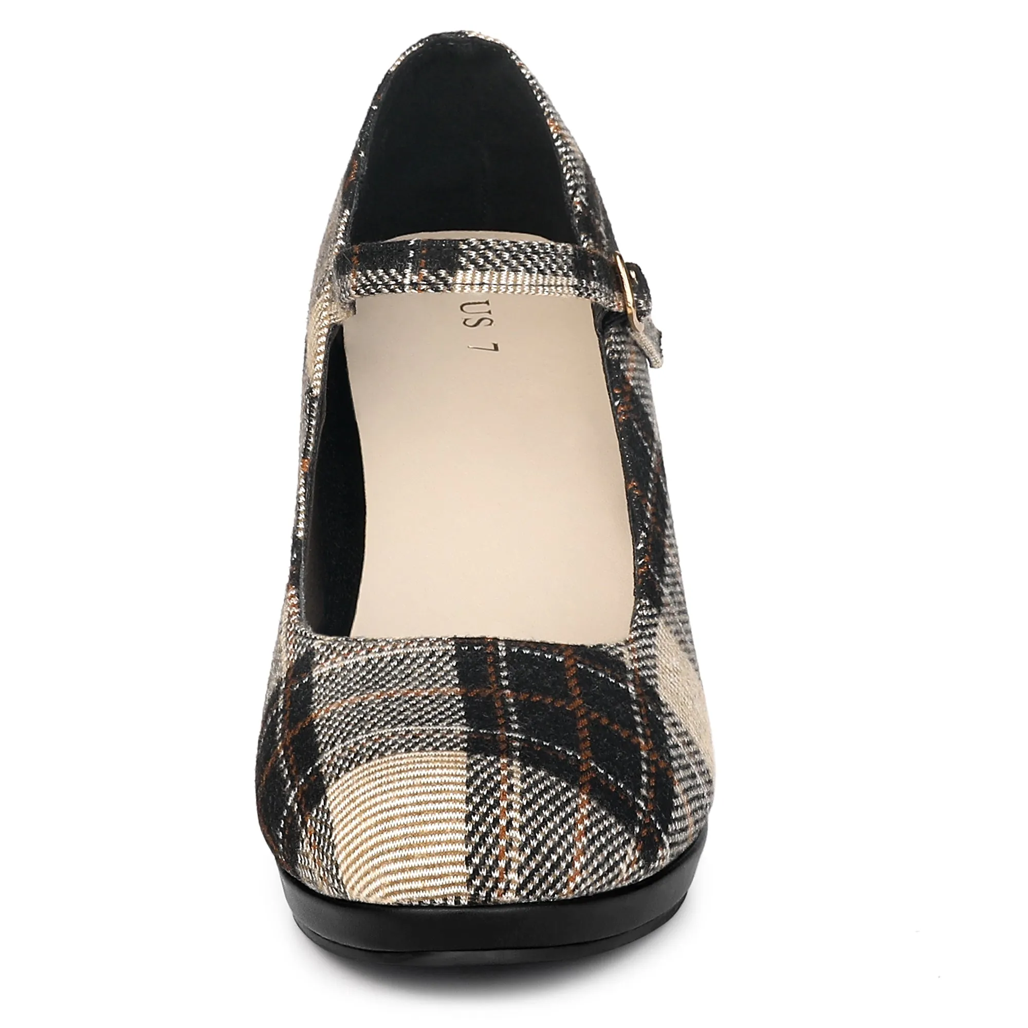Houndstooth Platform Stiletto Heel Mary Janes Pumps