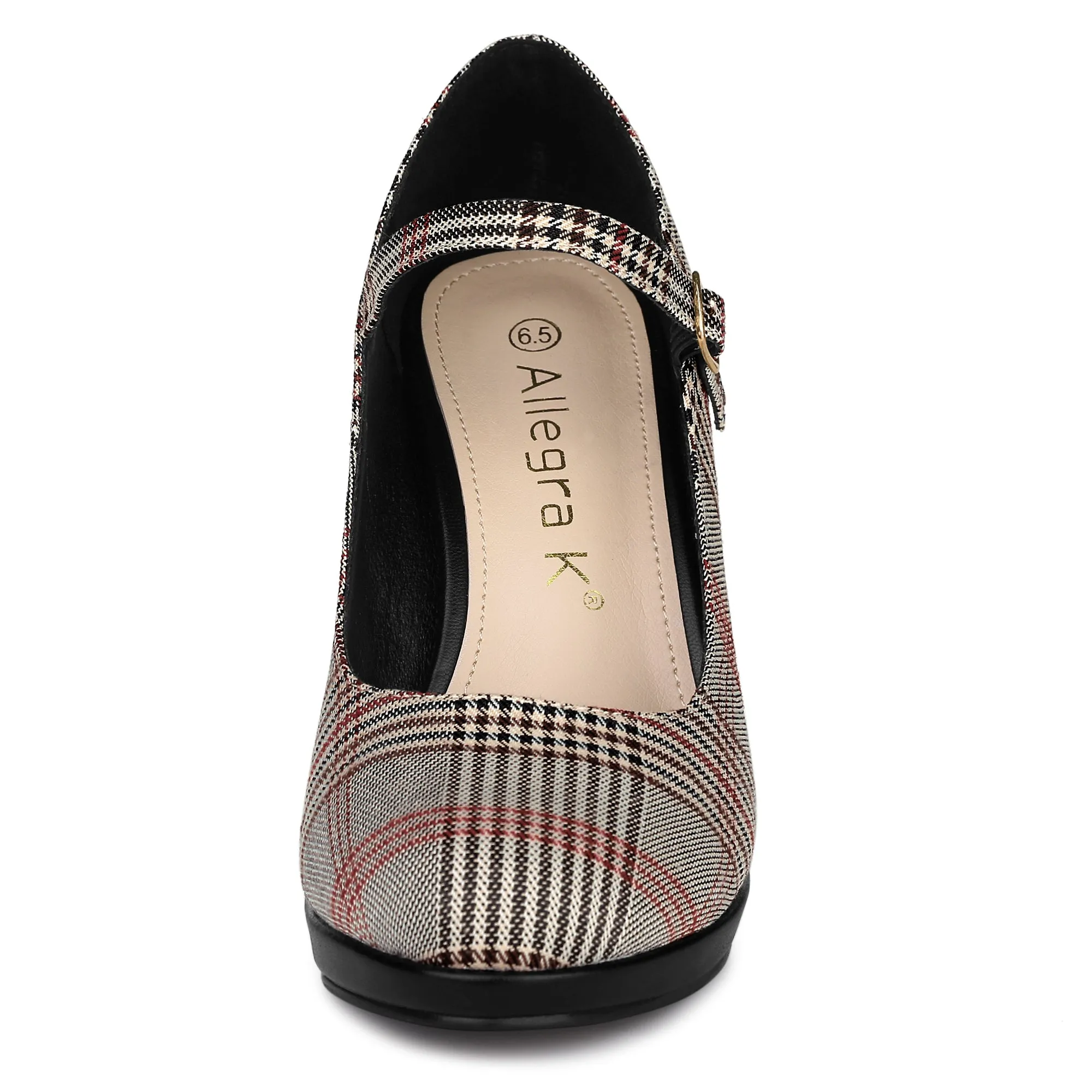 Houndstooth Platform Stiletto Heel Mary Janes Pumps