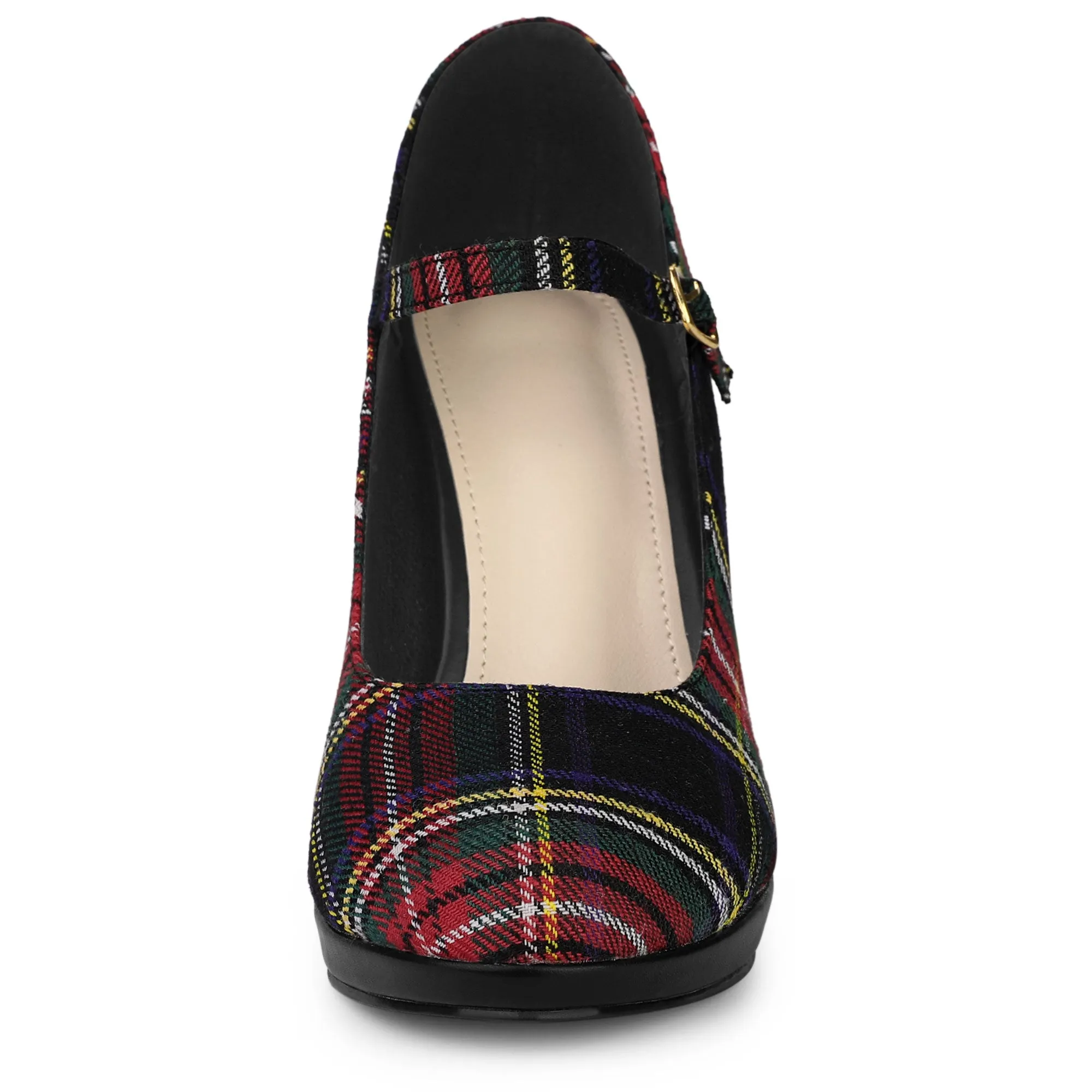 Houndstooth Platform Stiletto Heel Mary Janes Pumps