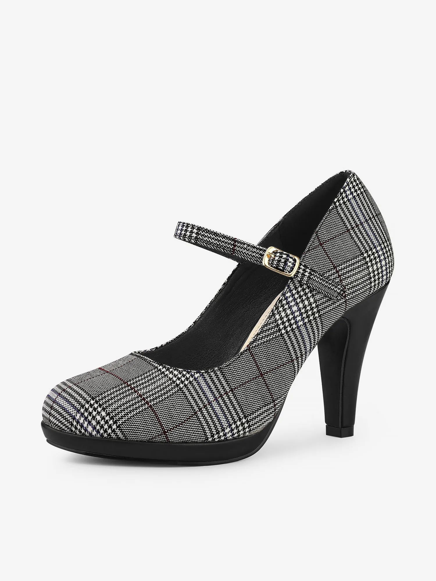 Houndstooth Platform Stiletto Heel Mary Janes Pumps