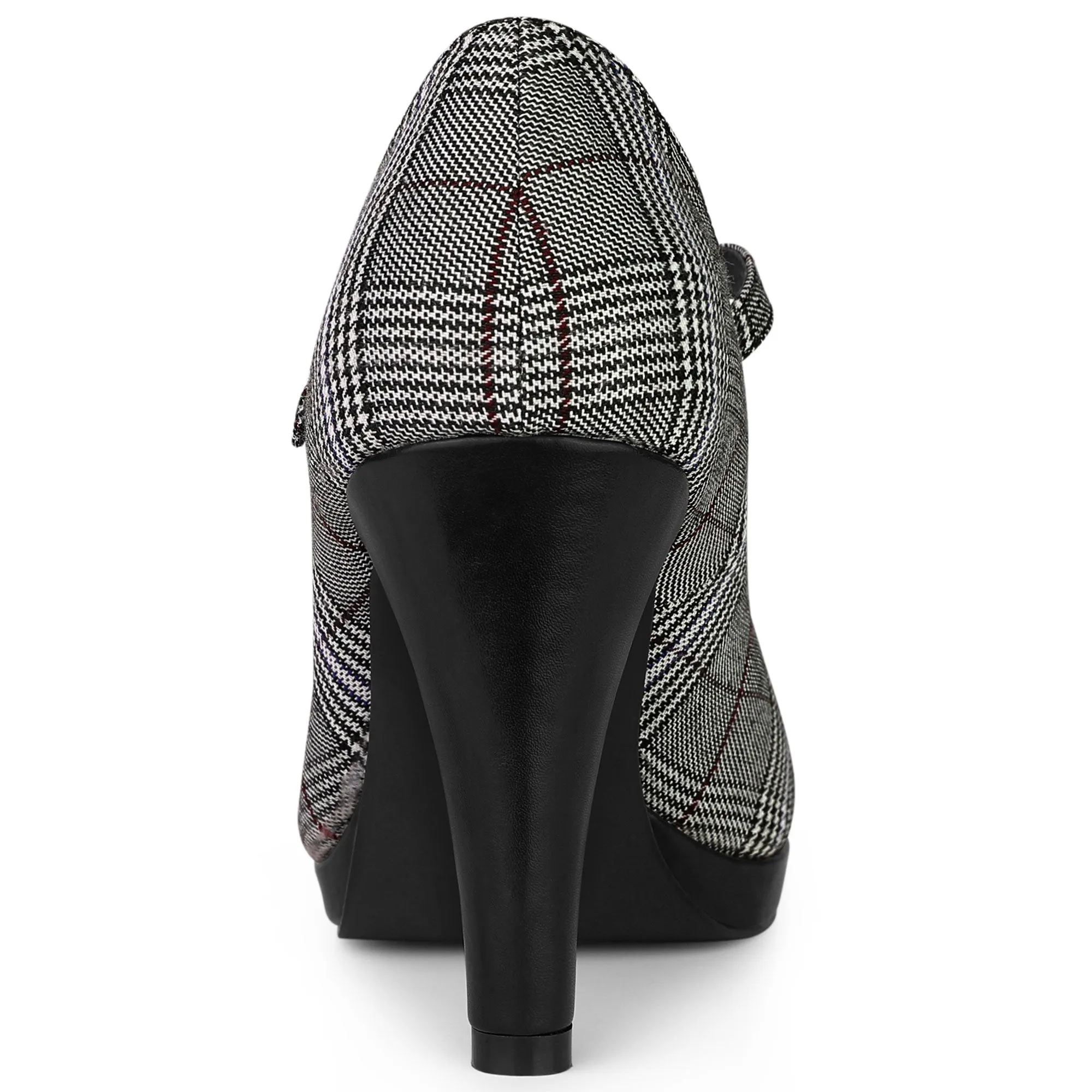 Houndstooth Platform Stiletto Heel Mary Janes Pumps