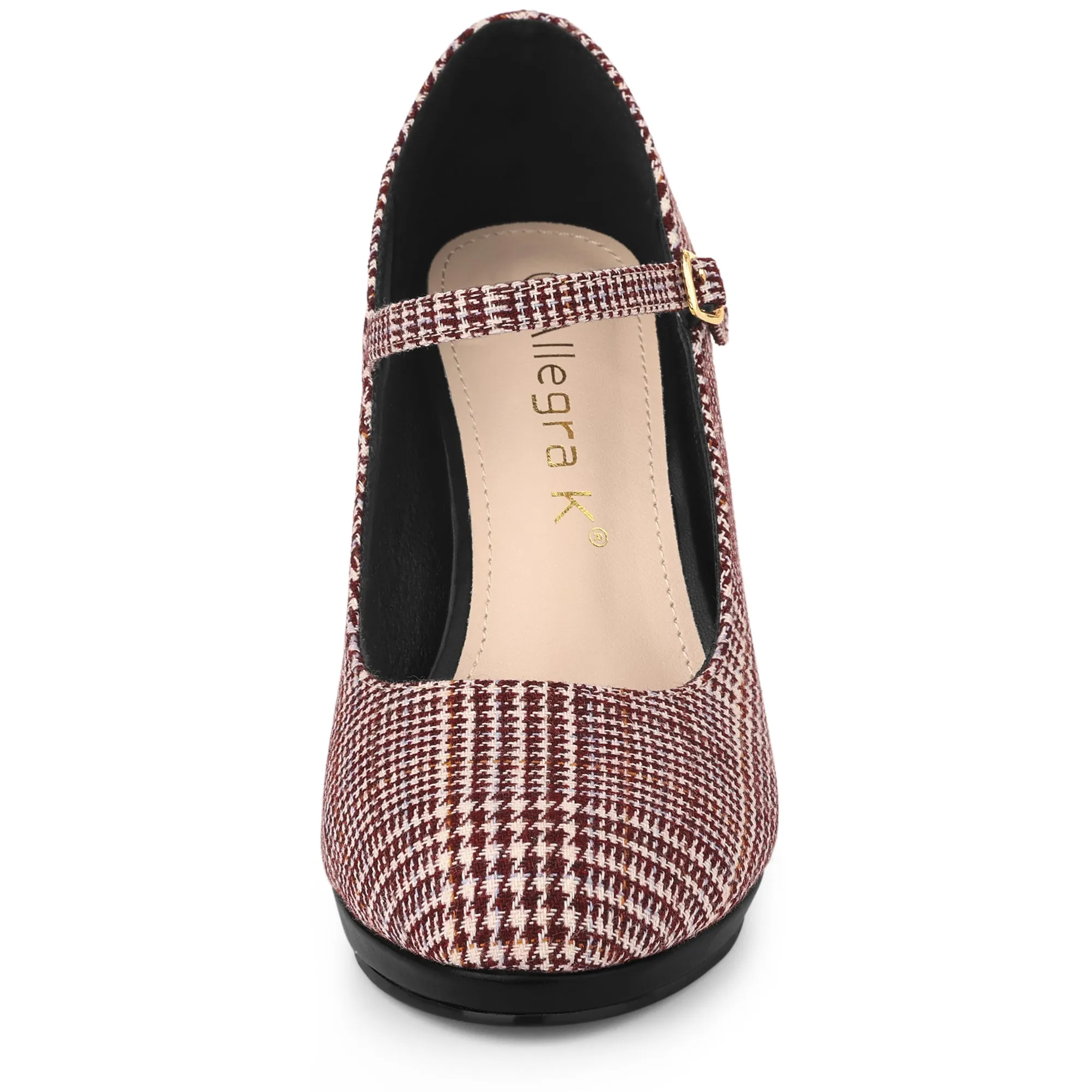 Houndstooth Platform Stiletto Heel Mary Janes Pumps