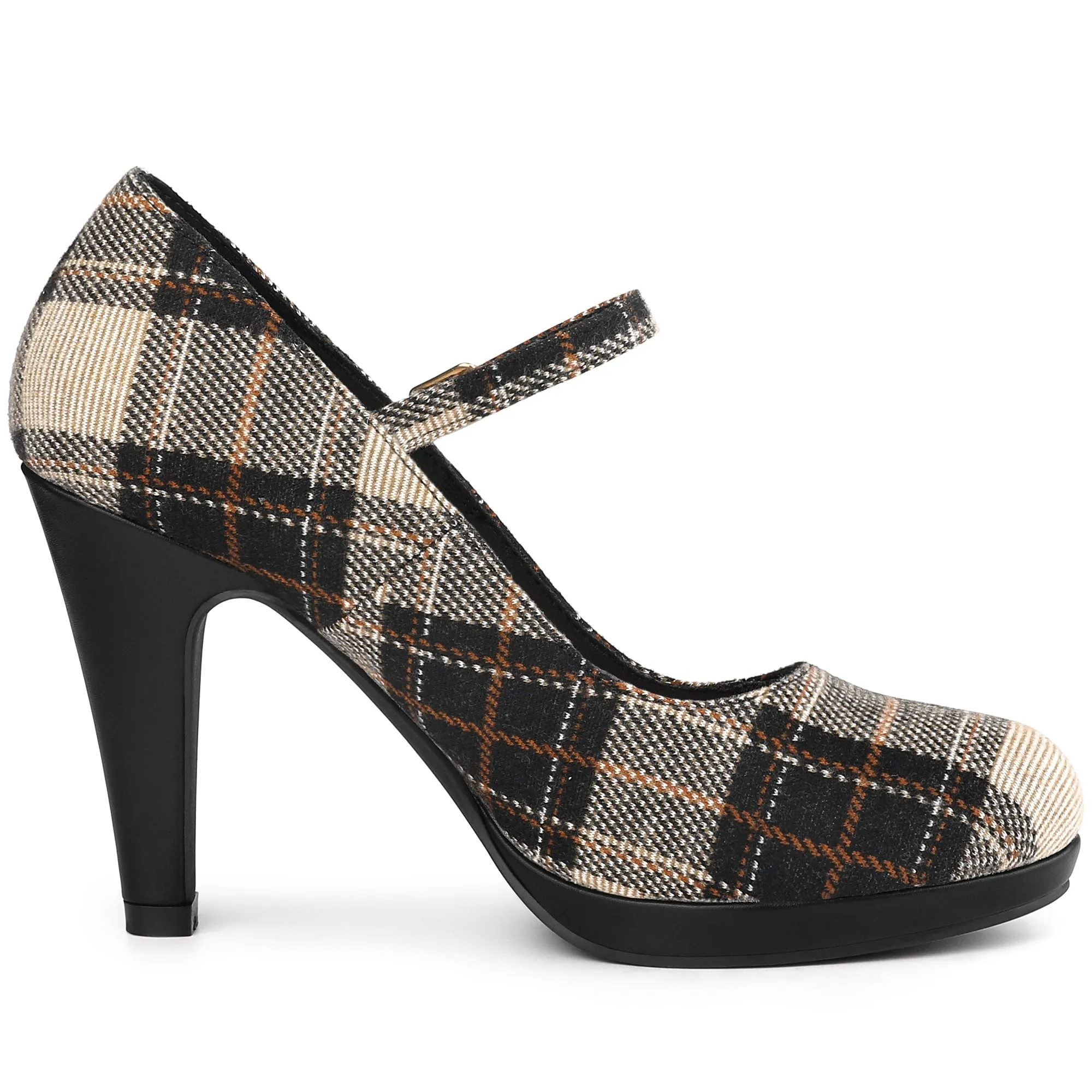 Houndstooth Platform Stiletto Heel Mary Janes Pumps