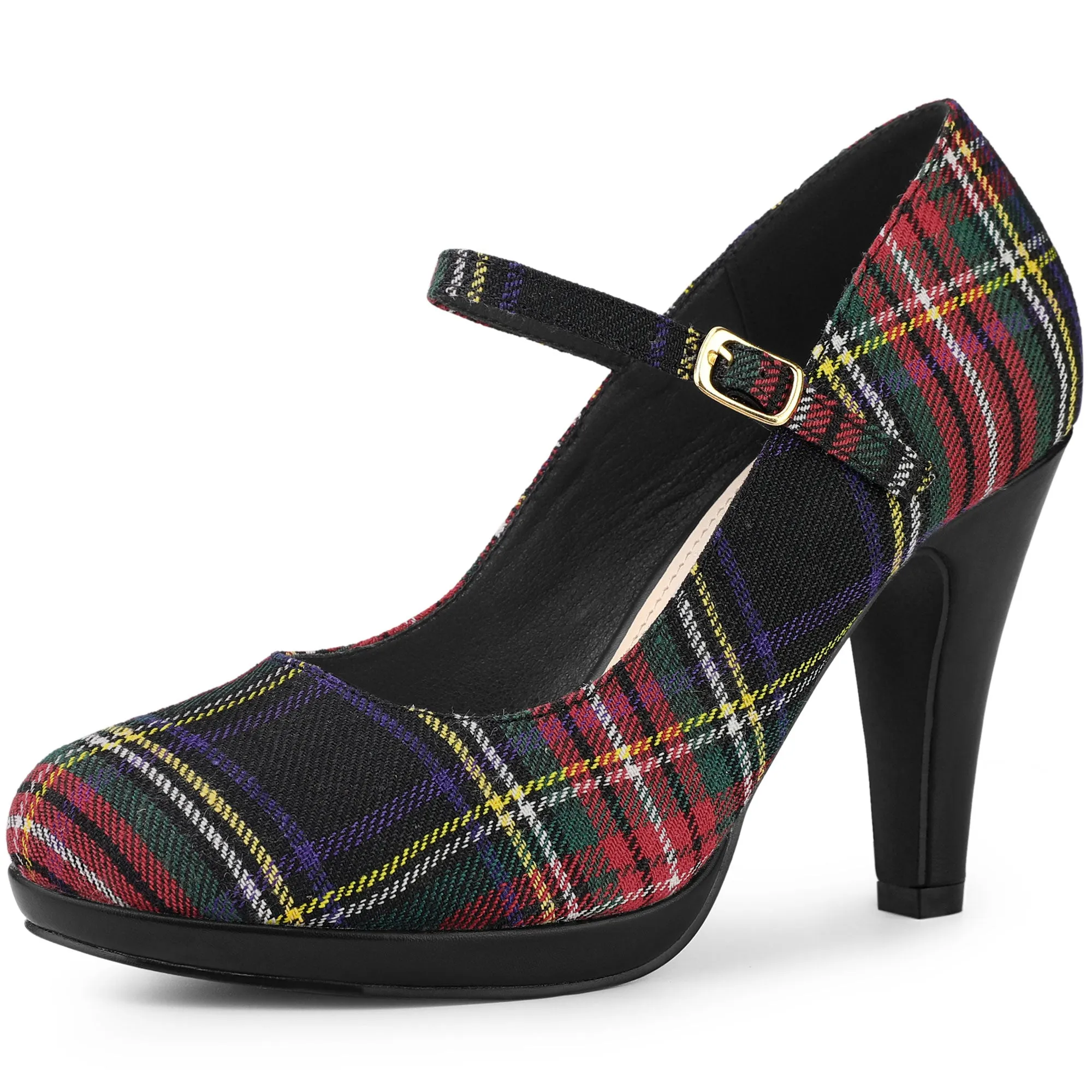 Houndstooth Platform Stiletto Heel Mary Janes Pumps