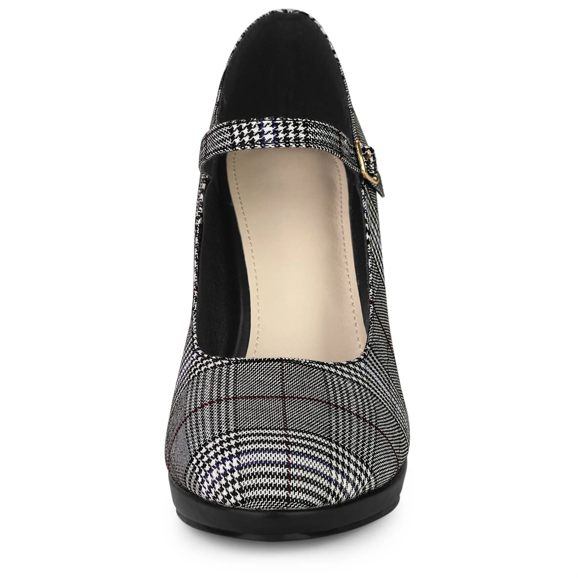 Houndstooth Platform Stiletto Heel Mary Janes Pumps