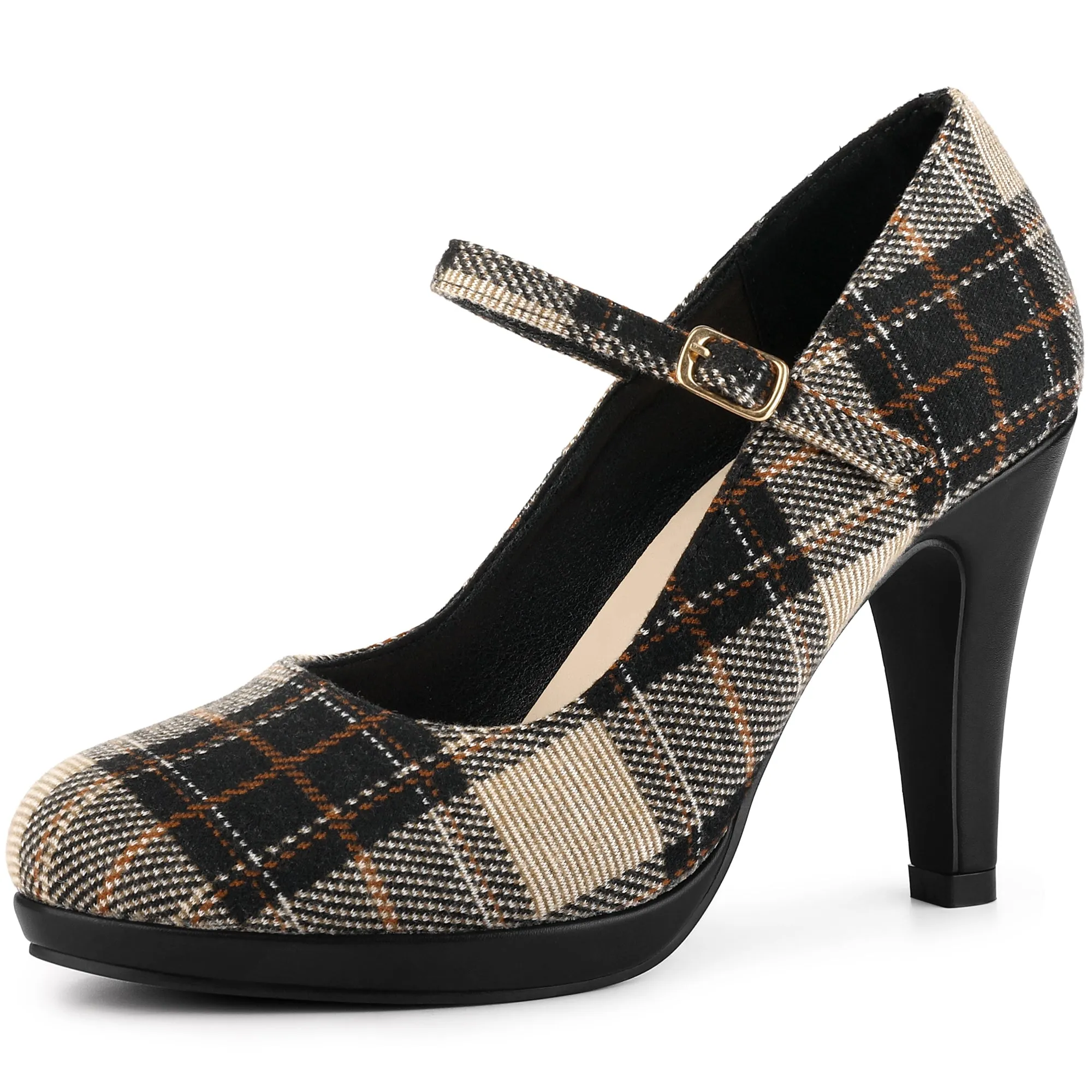Houndstooth Platform Stiletto Heel Mary Janes Pumps