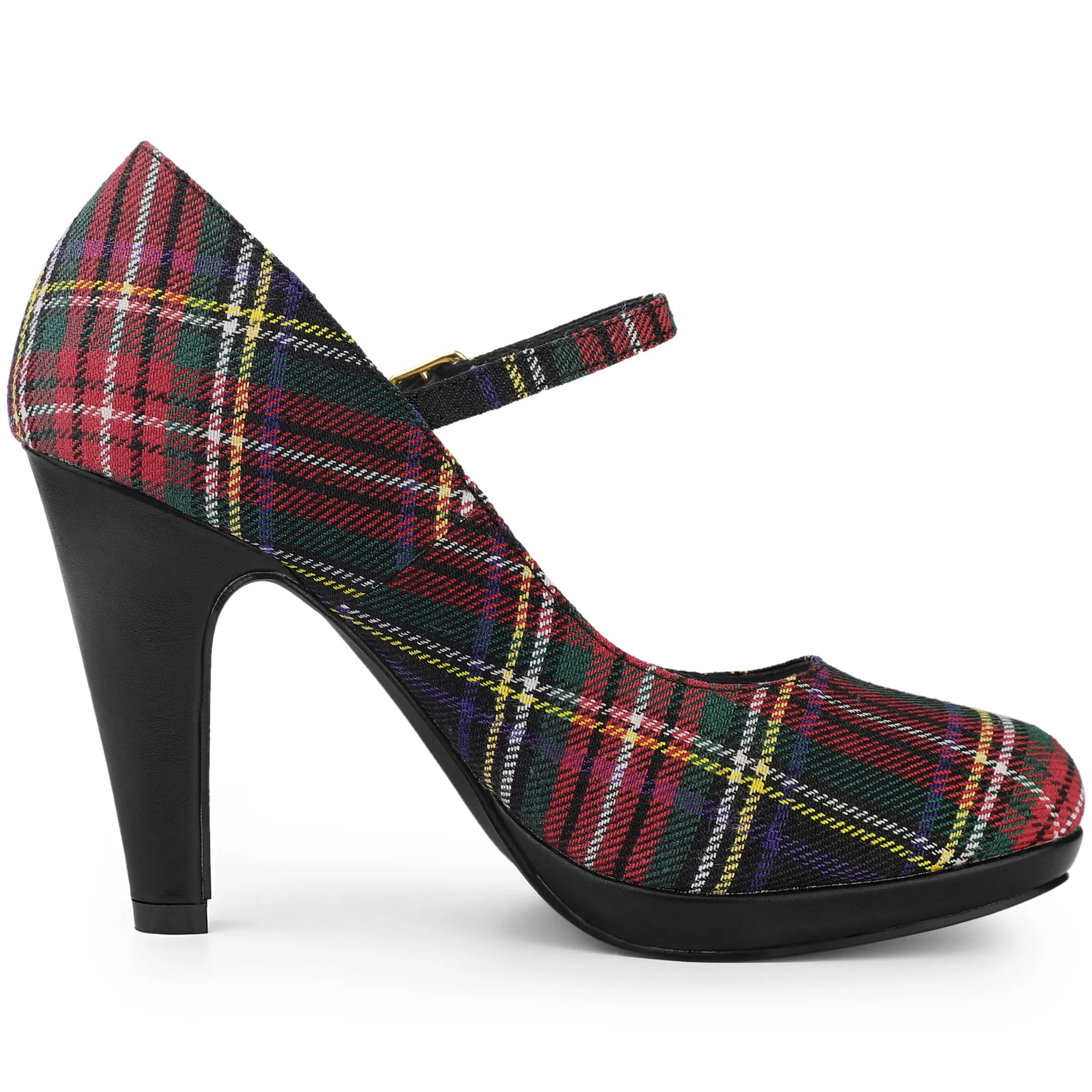 Houndstooth Platform Stiletto Heel Mary Janes Pumps