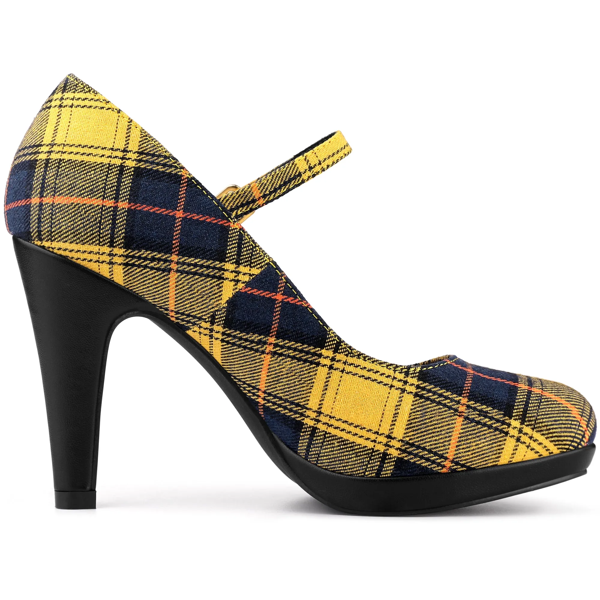 Houndstooth Platform Stiletto Heel Mary Janes Pumps