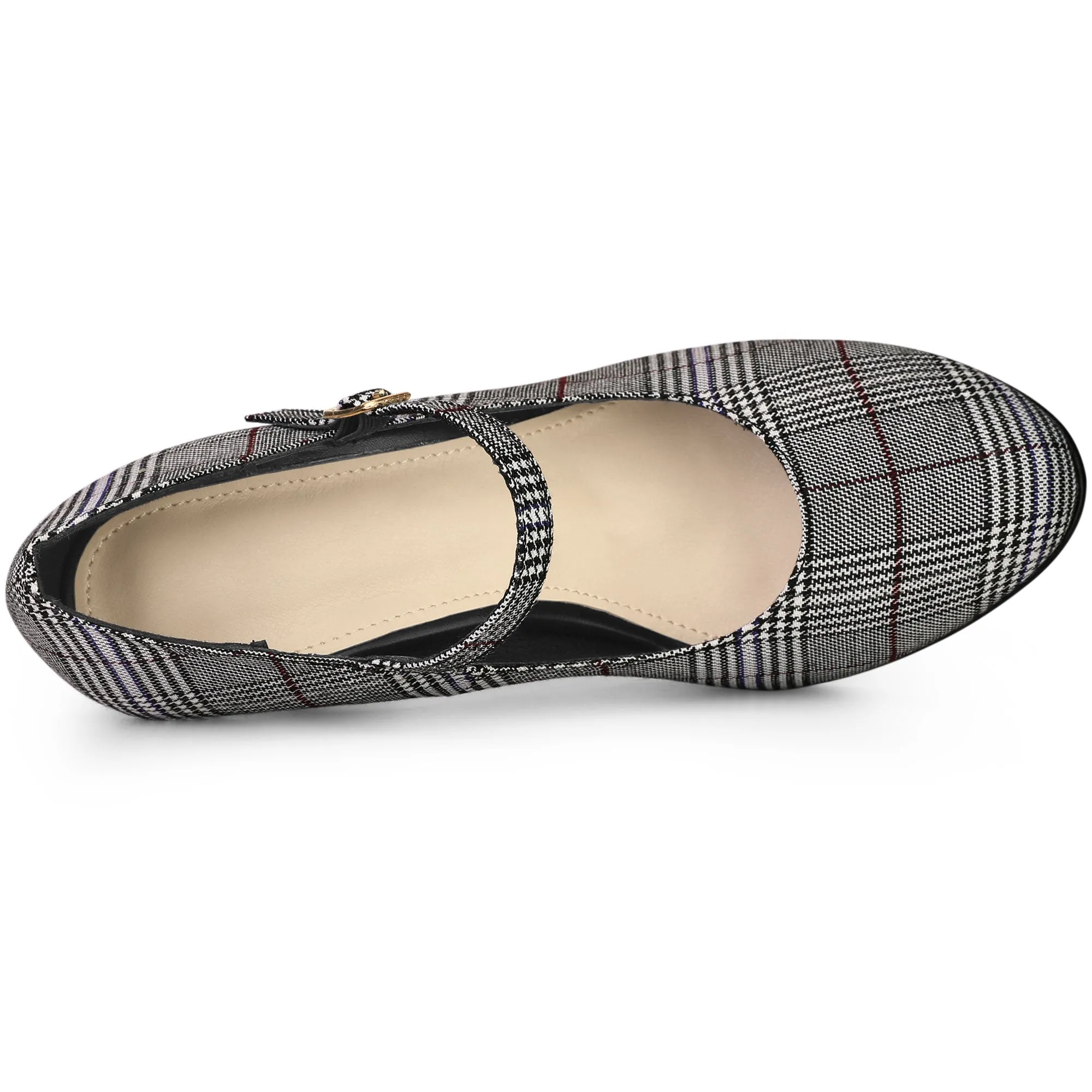Houndstooth Platform Stiletto Heel Mary Janes Pumps