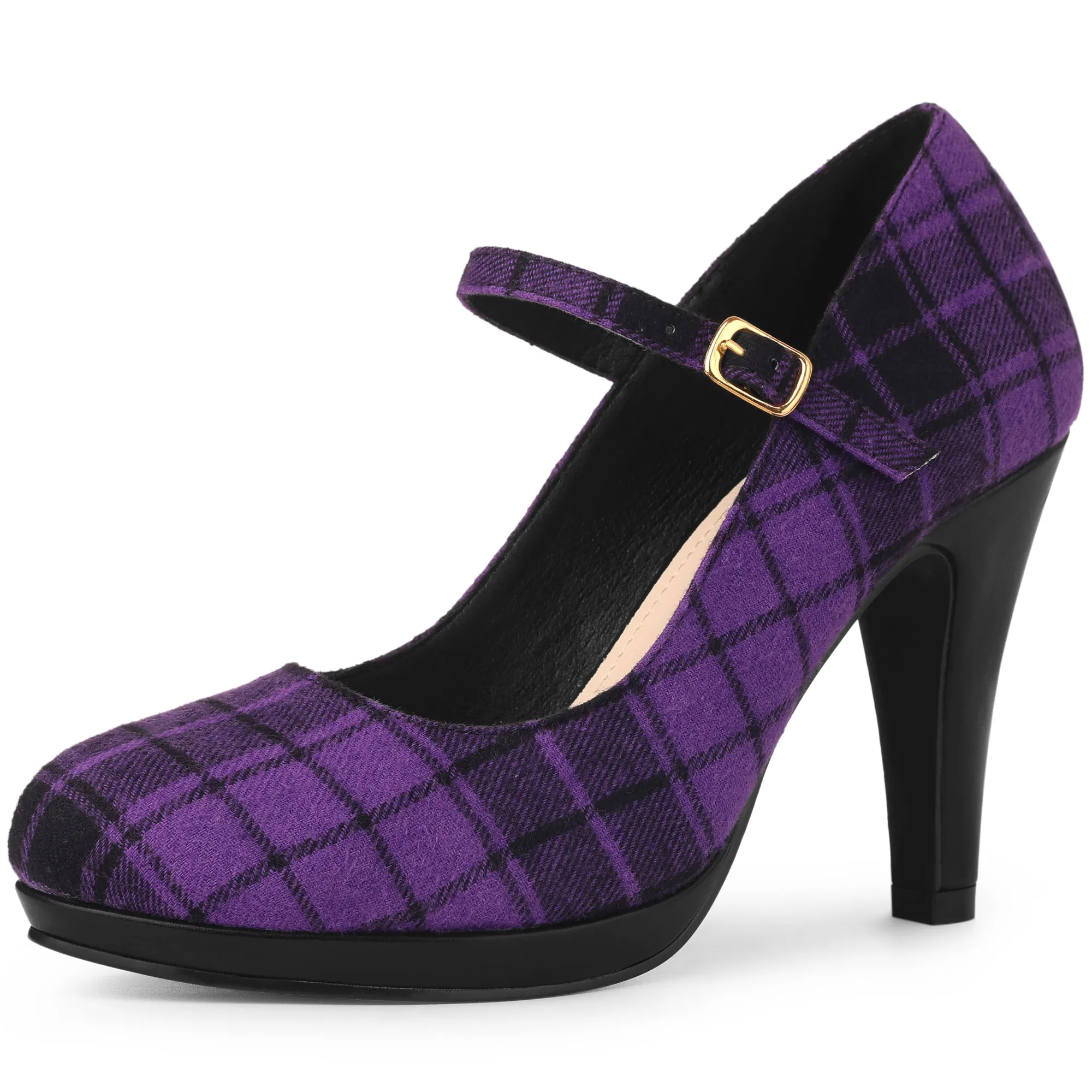 Houndstooth Platform Stiletto Heel Mary Janes Pumps
