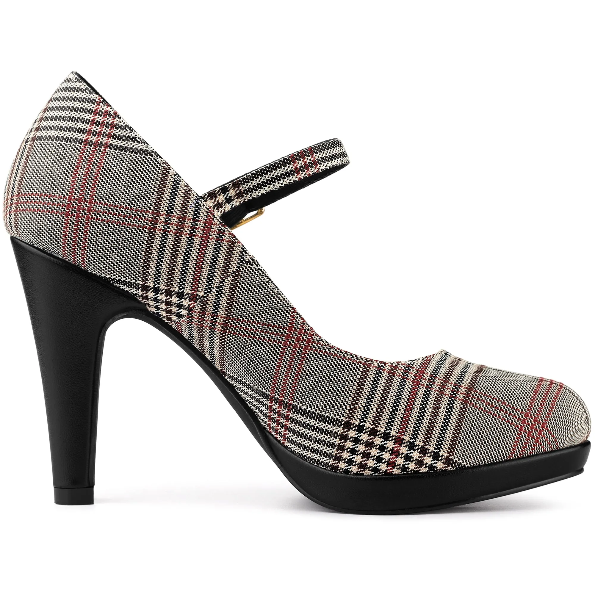 Houndstooth Platform Stiletto Heel Mary Janes Pumps