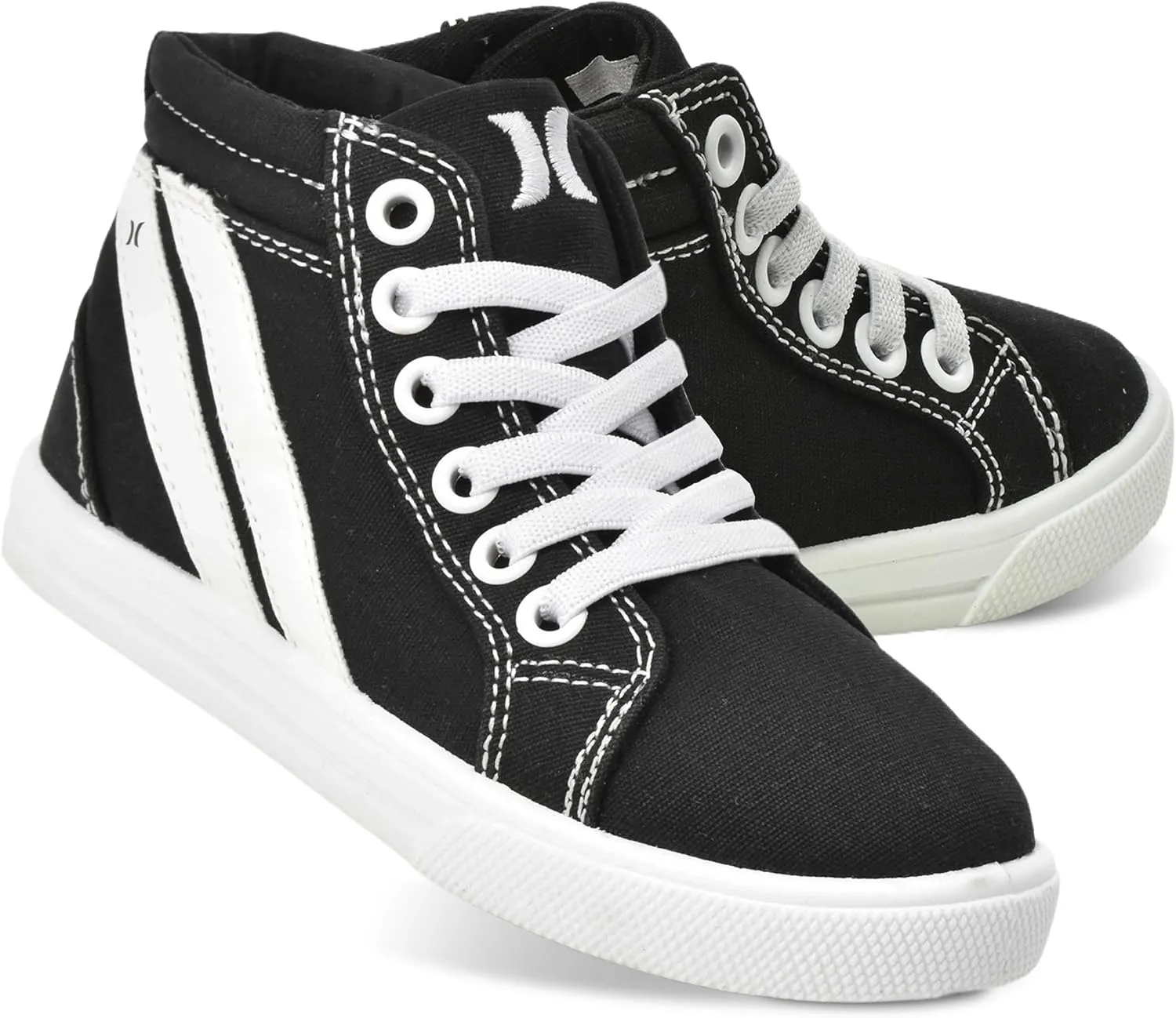 Hurley Kids Toddlers Elastic Laces Canvas Sneakers  High Cut Skateboarding Shoes for Toddlers and Little Kids, Sports Shoes for Boys and Girls, Sports Shoes for School Tate