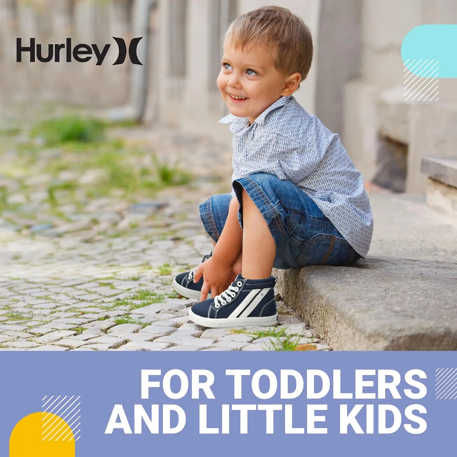 Hurley Kids Toddlers Elastic Laces Canvas Sneakers  High Cut Skateboarding Shoes for Toddlers and Little Kids, Sports Shoes for Boys and Girls, Sports Shoes for School Tate