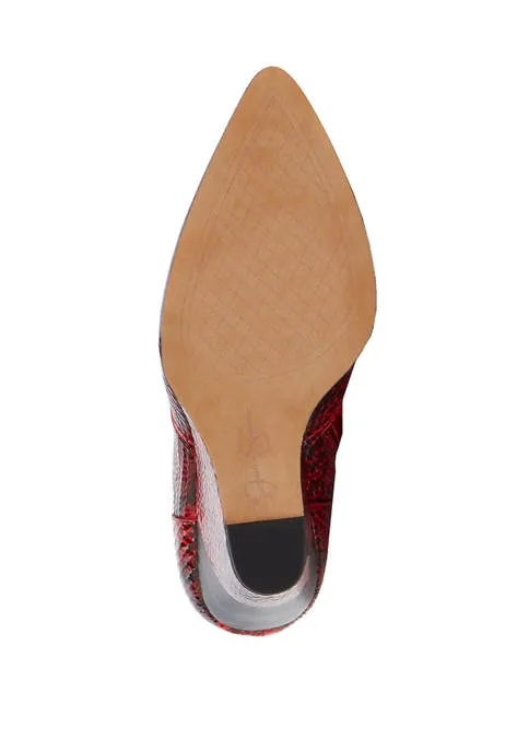 Jessica Simpson Hilrie Fashion Boot Red Snake Sexy Pointed Ankle Booties