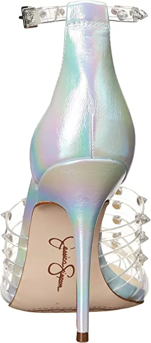 Jessica Simpson Westah Clear/Iridescent Buckle Strap Pointed Toe Stiletto Pumps
