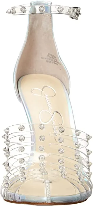 Jessica Simpson Westah Clear/Iridescent Buckle Strap Pointed Toe Stiletto Pumps