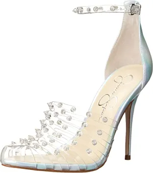 Jessica Simpson Westah Clear/Iridescent Buckle Strap Pointed Toe Stiletto Pumps